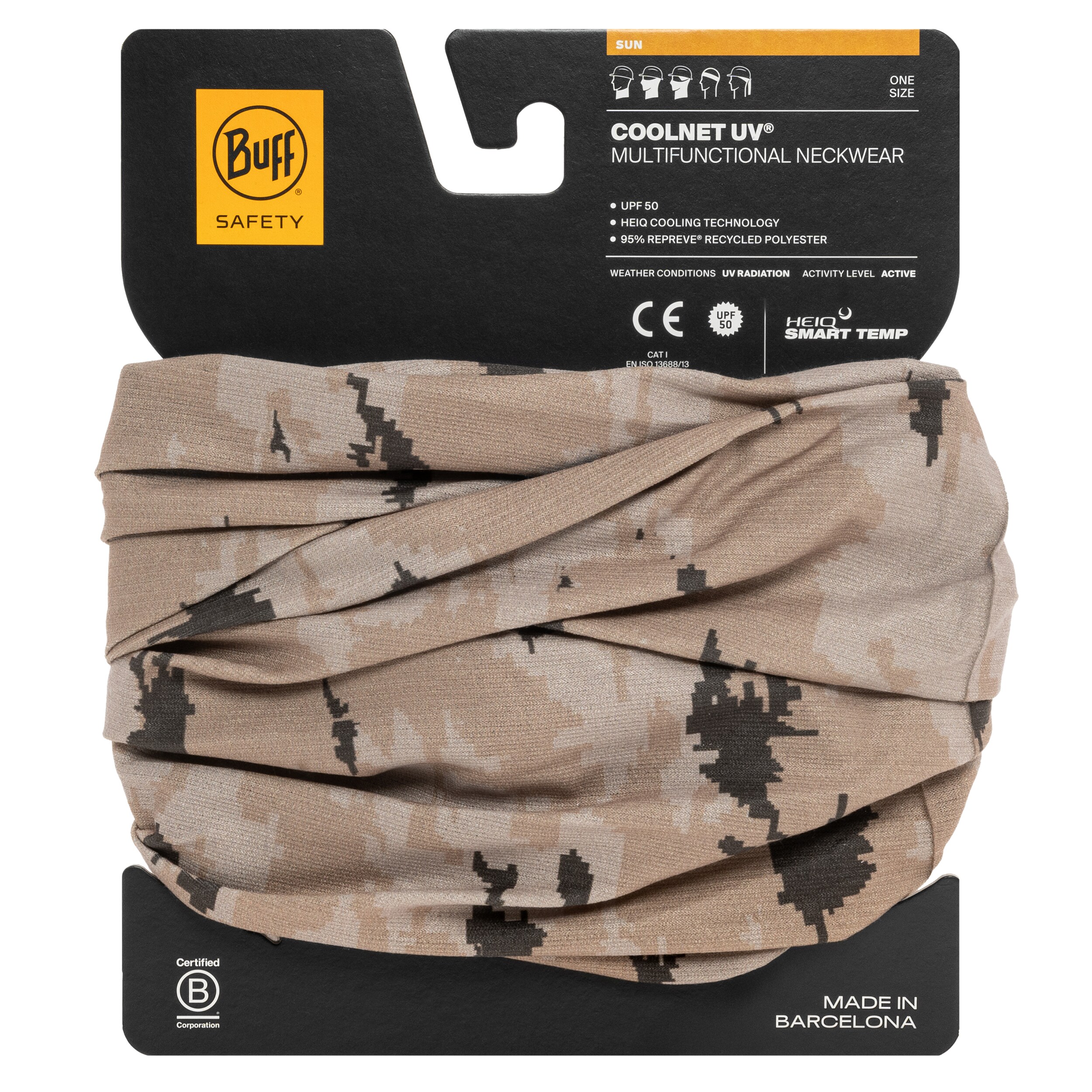 Eșarfă de protecție Buff Safety Coolnet UV - Arid Camo