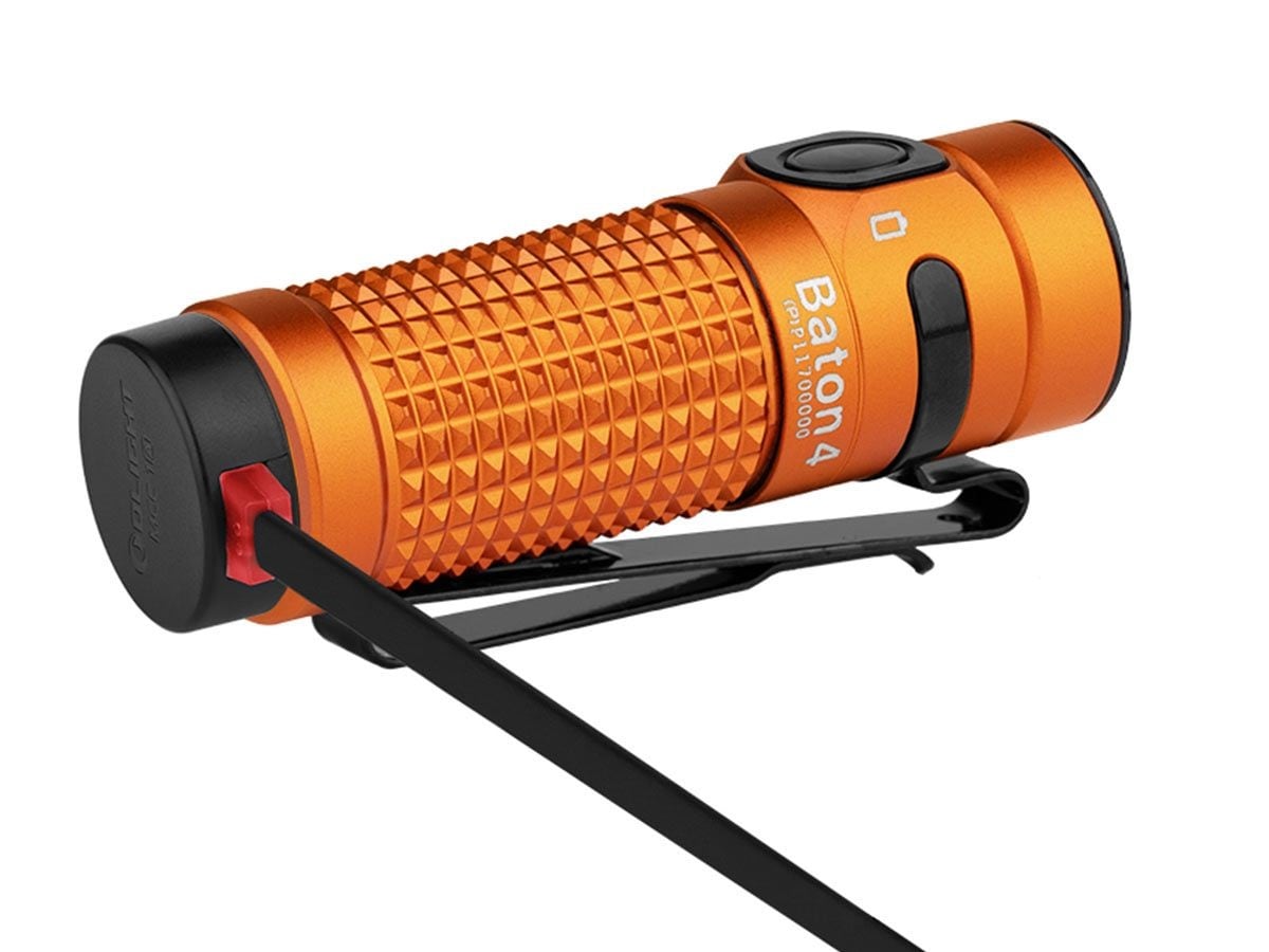 Lanternă Olight Baton 4 Premium Edition Orange cu husă încărcare fără fir - 1300 lumeni