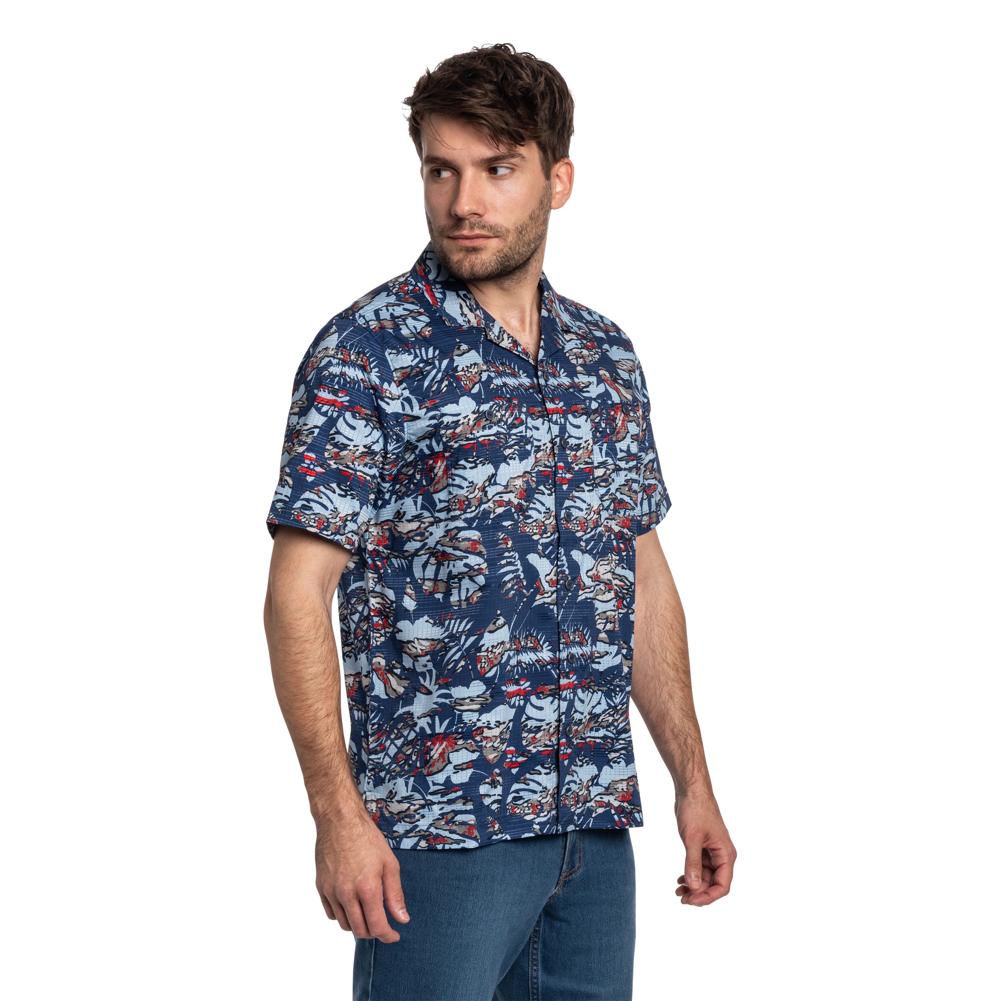 Cămașă 5.11 Adventure Print Short Sleeve - Mussel Blue Neu Vay Camo