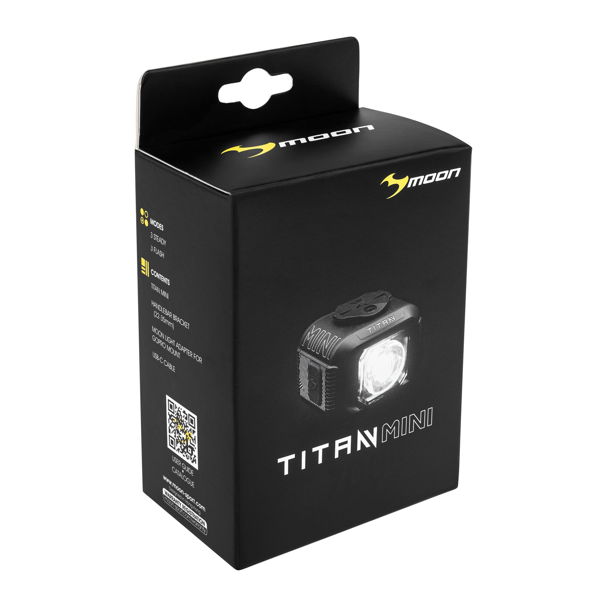 Lumină frontală pentru bicicletă Moon Titan Mini Black - 700 lumeni