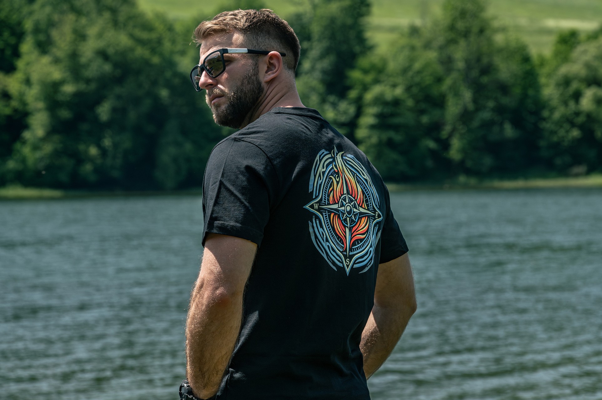 Tricou Voyovnik Fire Compass - Black