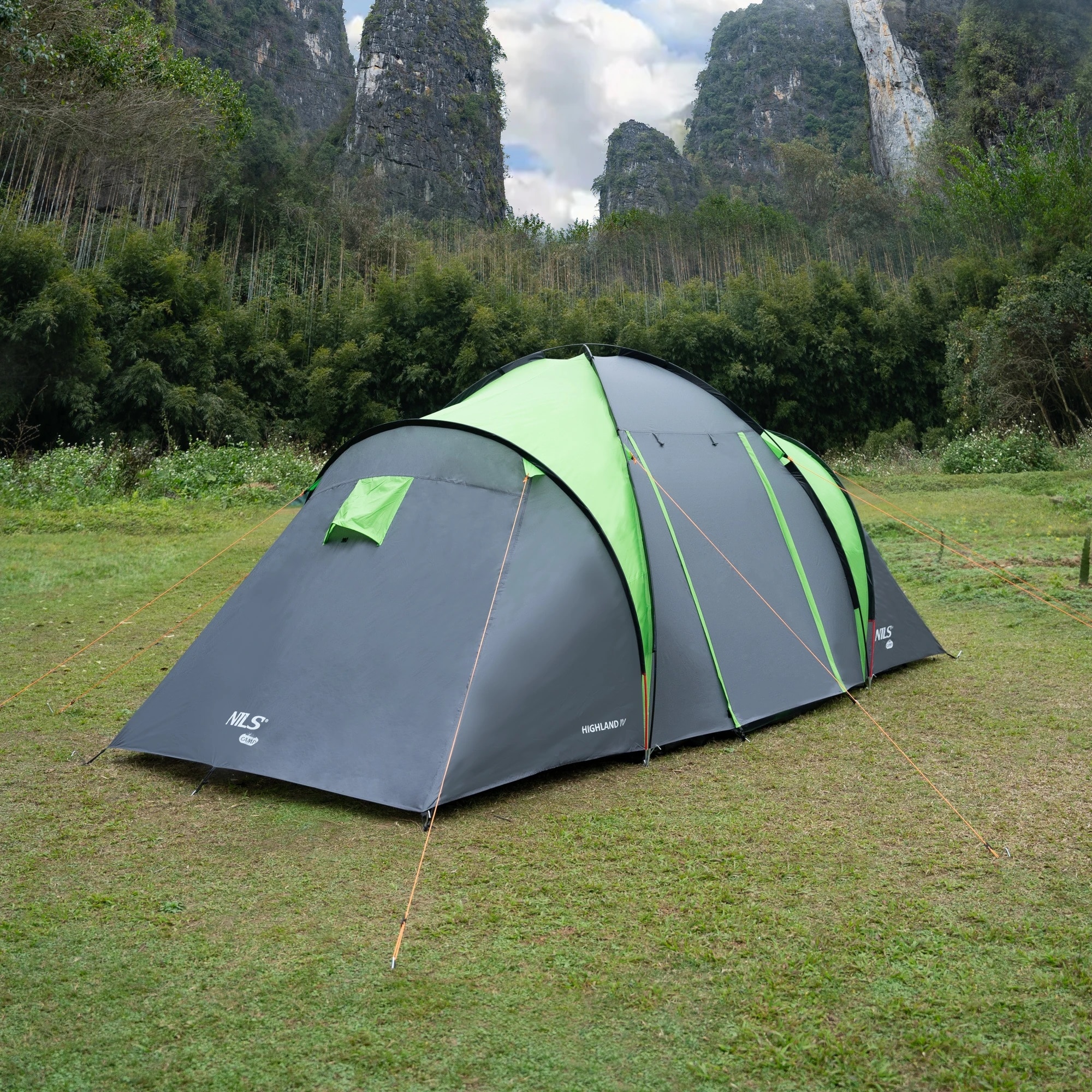 Cort pentru 4 persoane Nils Camp Highland IV NC6431 - Verde/Gri