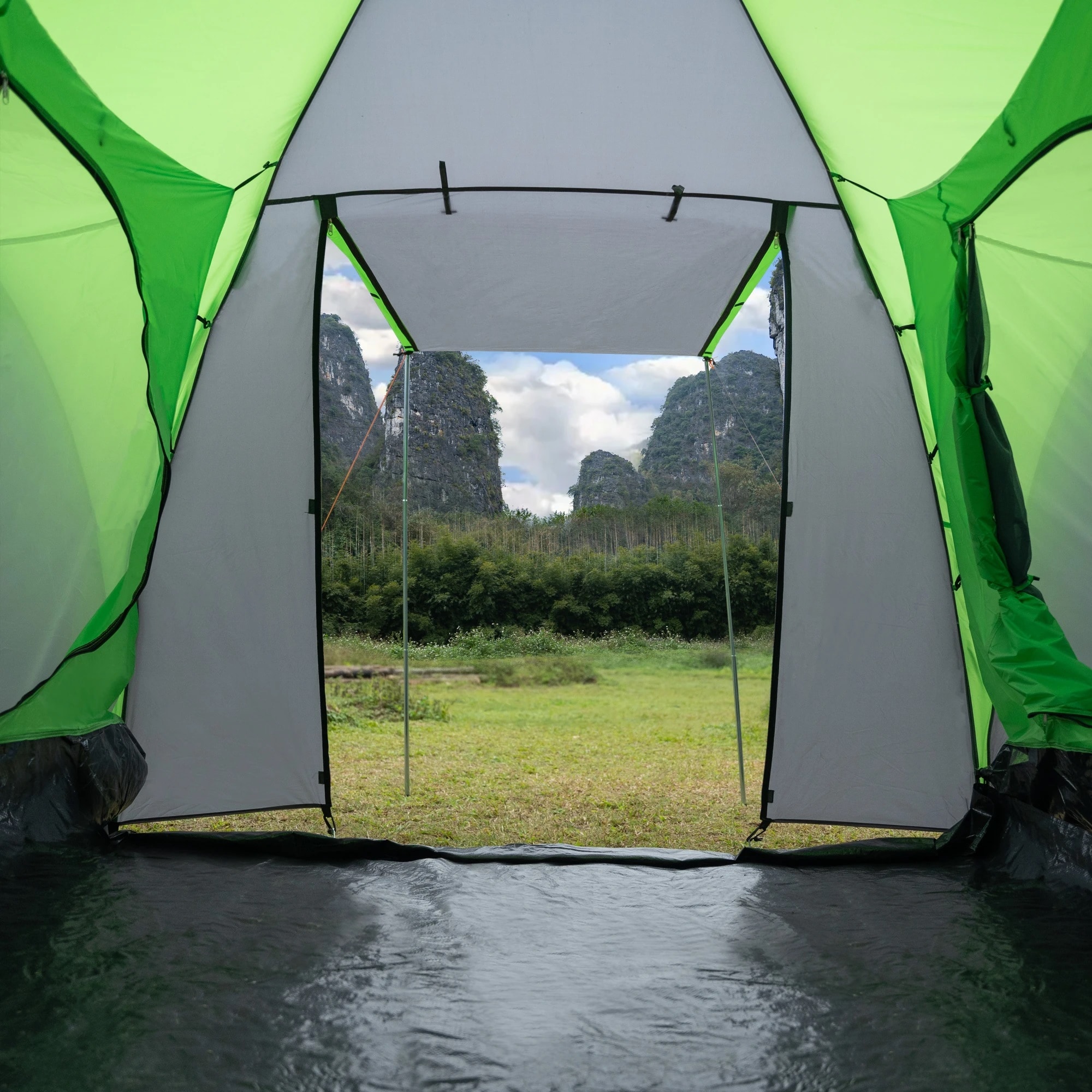 Cort pentru 4 persoane Nils Camp Highland IV NC6431 - Verde/Gri