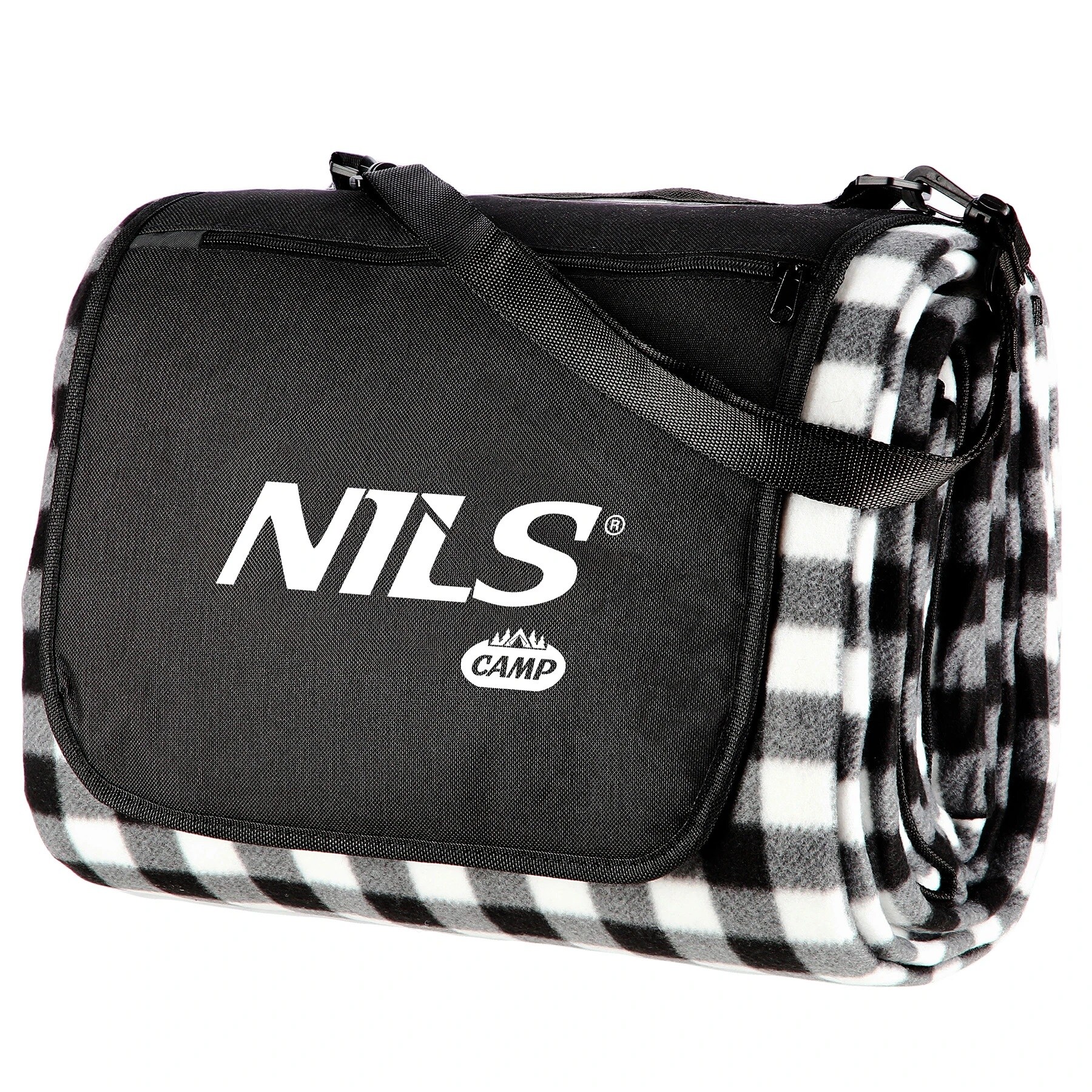 Pătură de picnic Nils Camp NC2311 ALU 200 x 200 cm - Alb-Negru