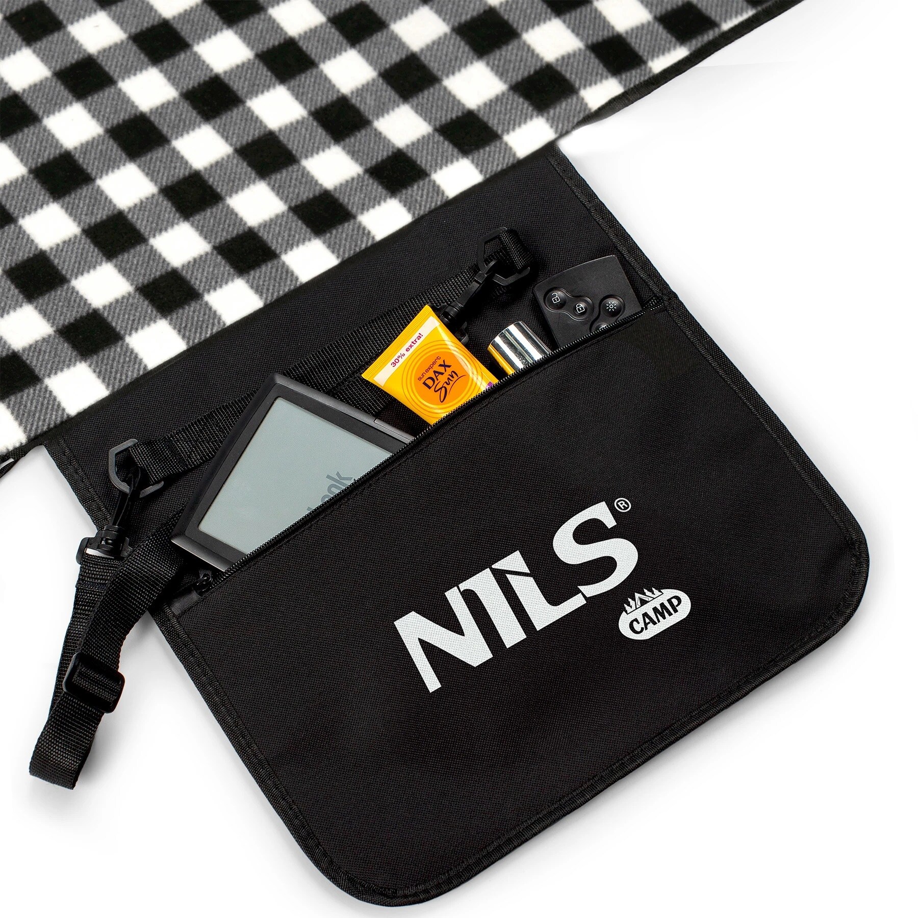 Pătură de picnic Nils Camp NC2311 ALU 200 x 200 cm - Alb-Negru