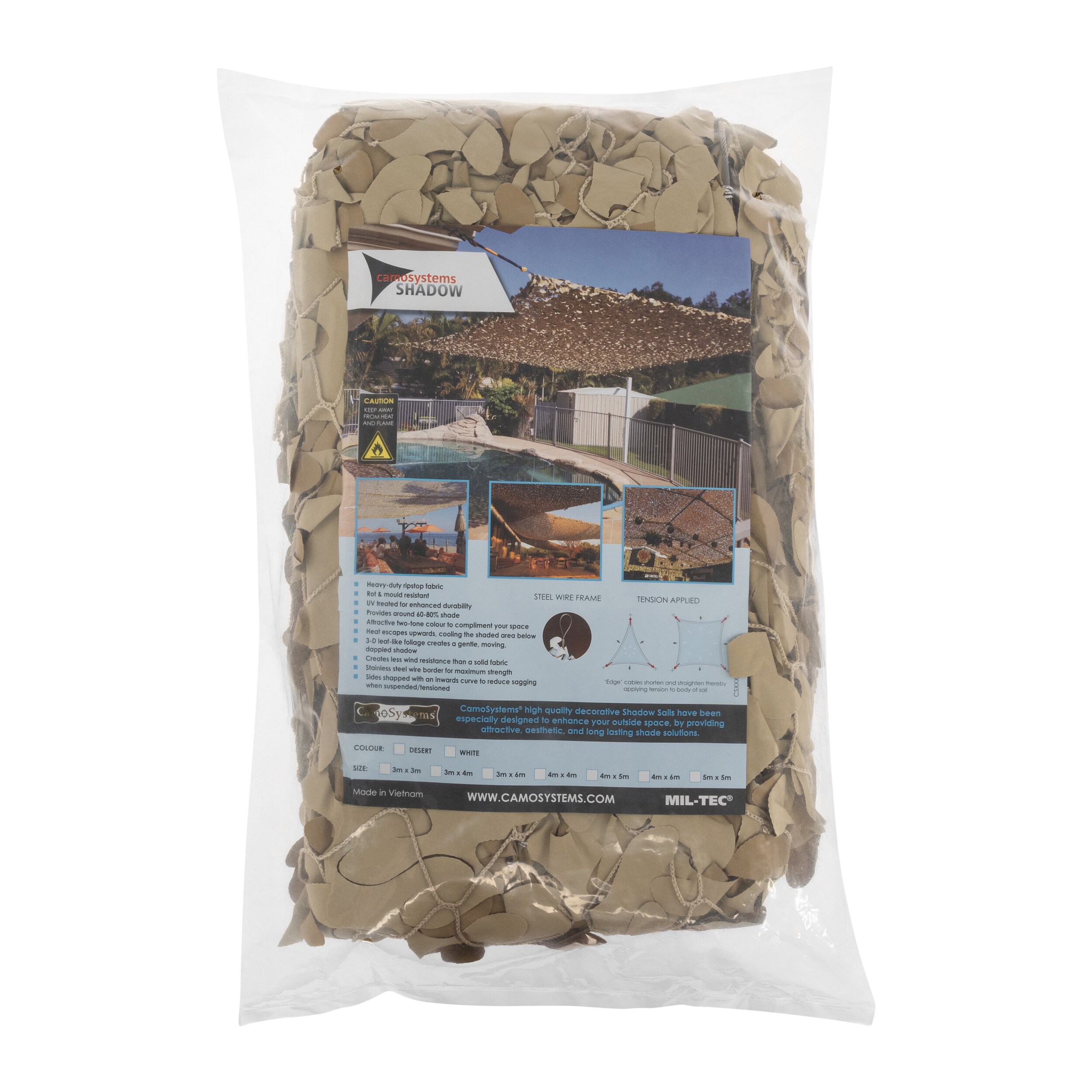 Plasă de camuflaj Mil-Tec CamoSystems Shadow Sail Net Broadleaf 3 x 4 m - Desert