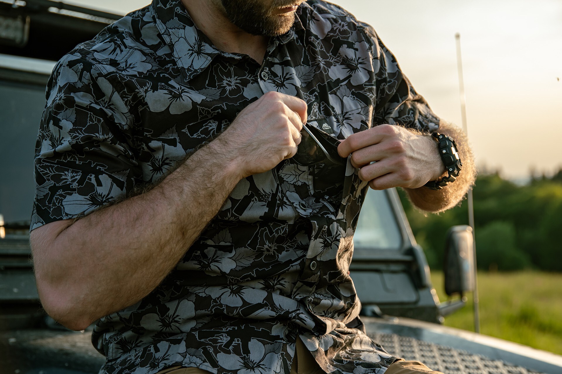 Cămașă Helikon Tactical Hawaiian Short Sleeve - Dark Ops