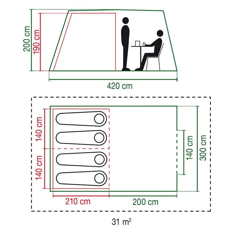 Cort pentru 4 persoane Coleman Cook 4