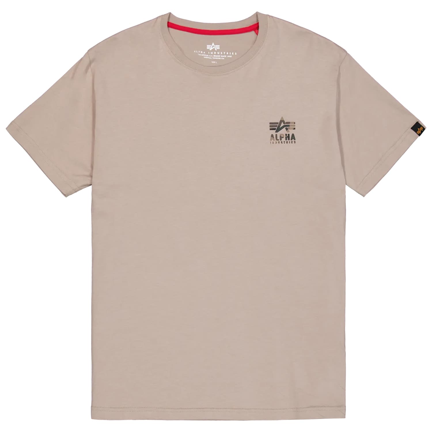 Tricou Alpha Industries Camo Logo Puff Print Back Print - Vintage Sand