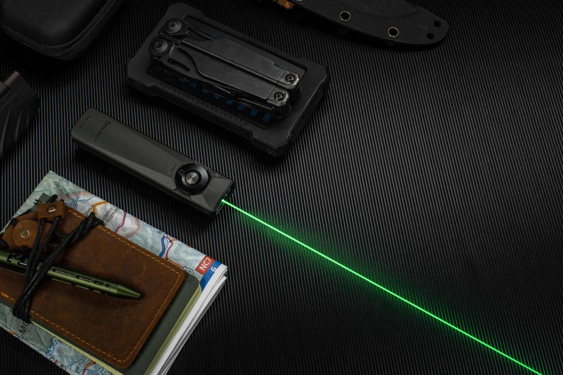 Lanternă cu indicator laser Olight Arkfeld Ultra UV Cool White Olive Grey - 1400 lumeni