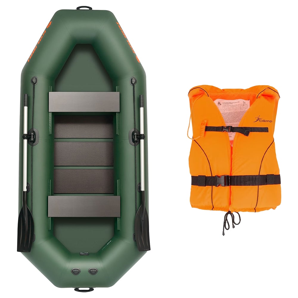Ponton Kolibri K-280TL cu podea rulată + Vestă de salvare Olimp Standard 100N - set