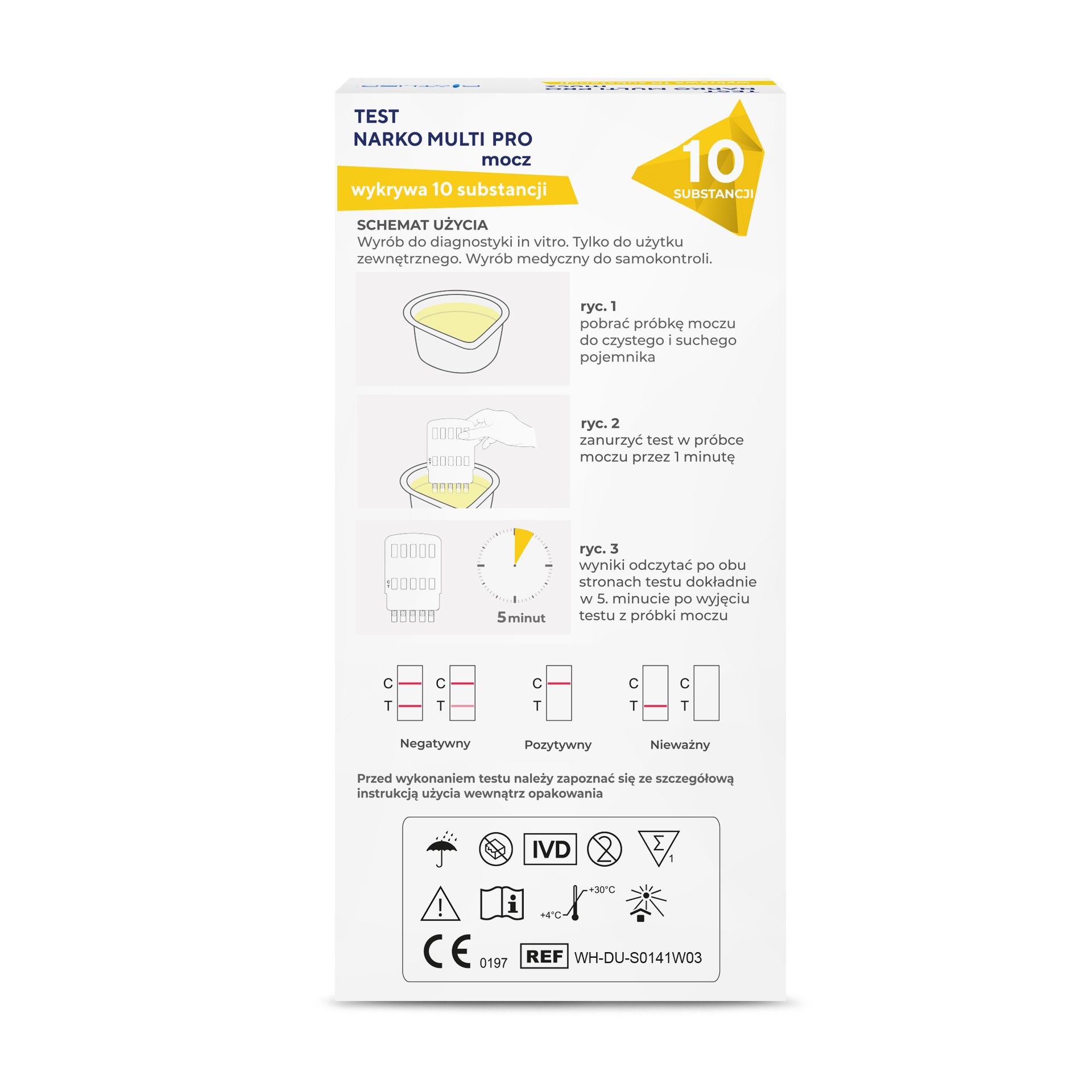 Test antidrog Diather Narko Multi Pro pentru droguri în urină - 10 substanțe