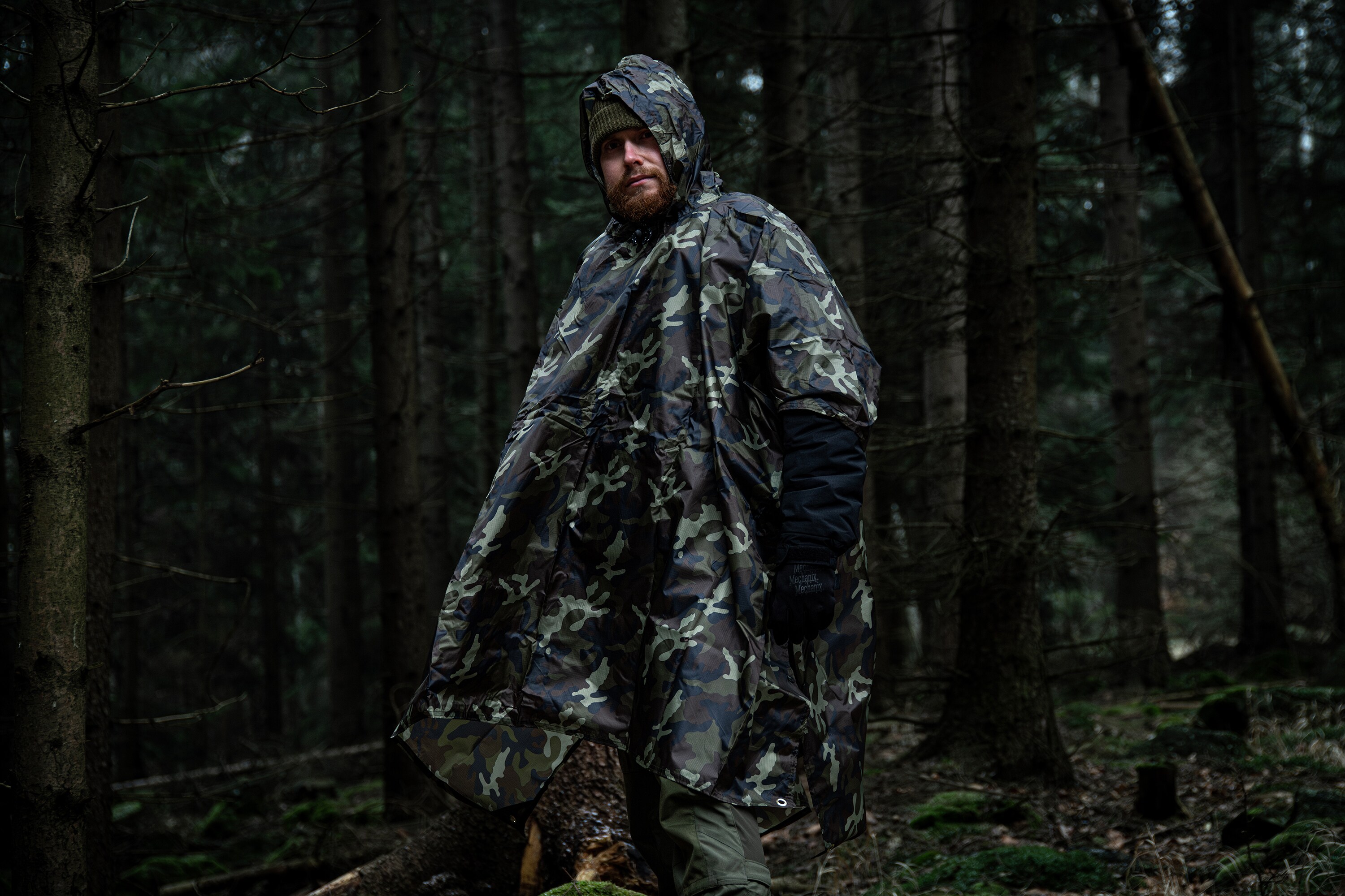 Poncho Badger Outdoor Rain Poncho Ripstop - Woodland