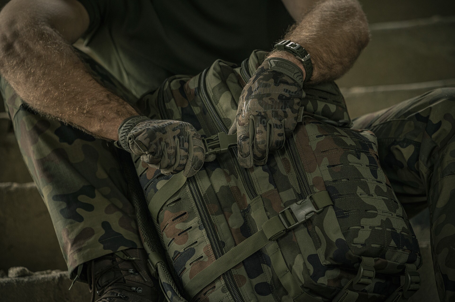 Rucsac Brytzky Tactical Polygon Large Laser Cut 36 l - wz.93 Pantera PL Woodland