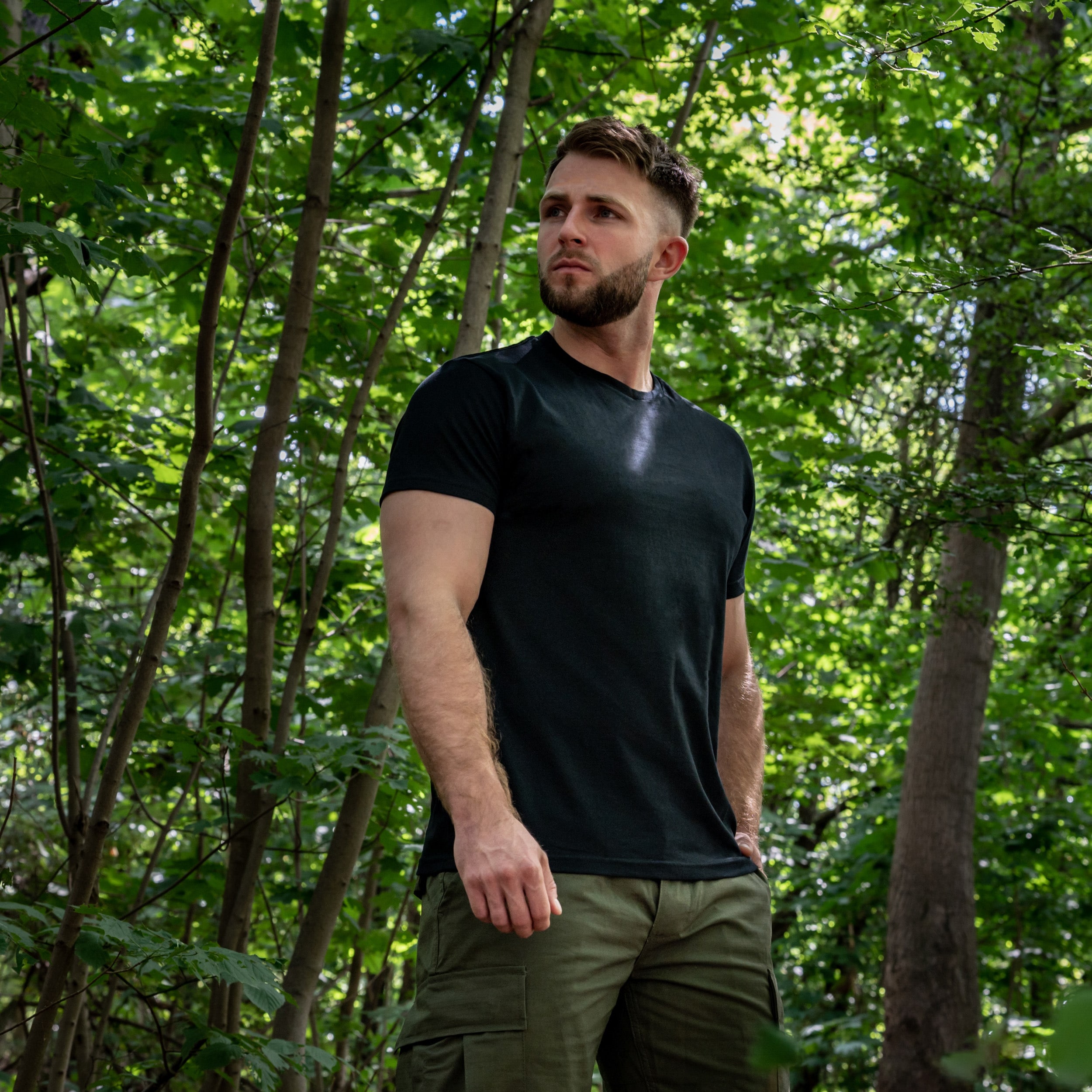 Tricou militar T-shirt Black/Khaki/White - 3 buc.