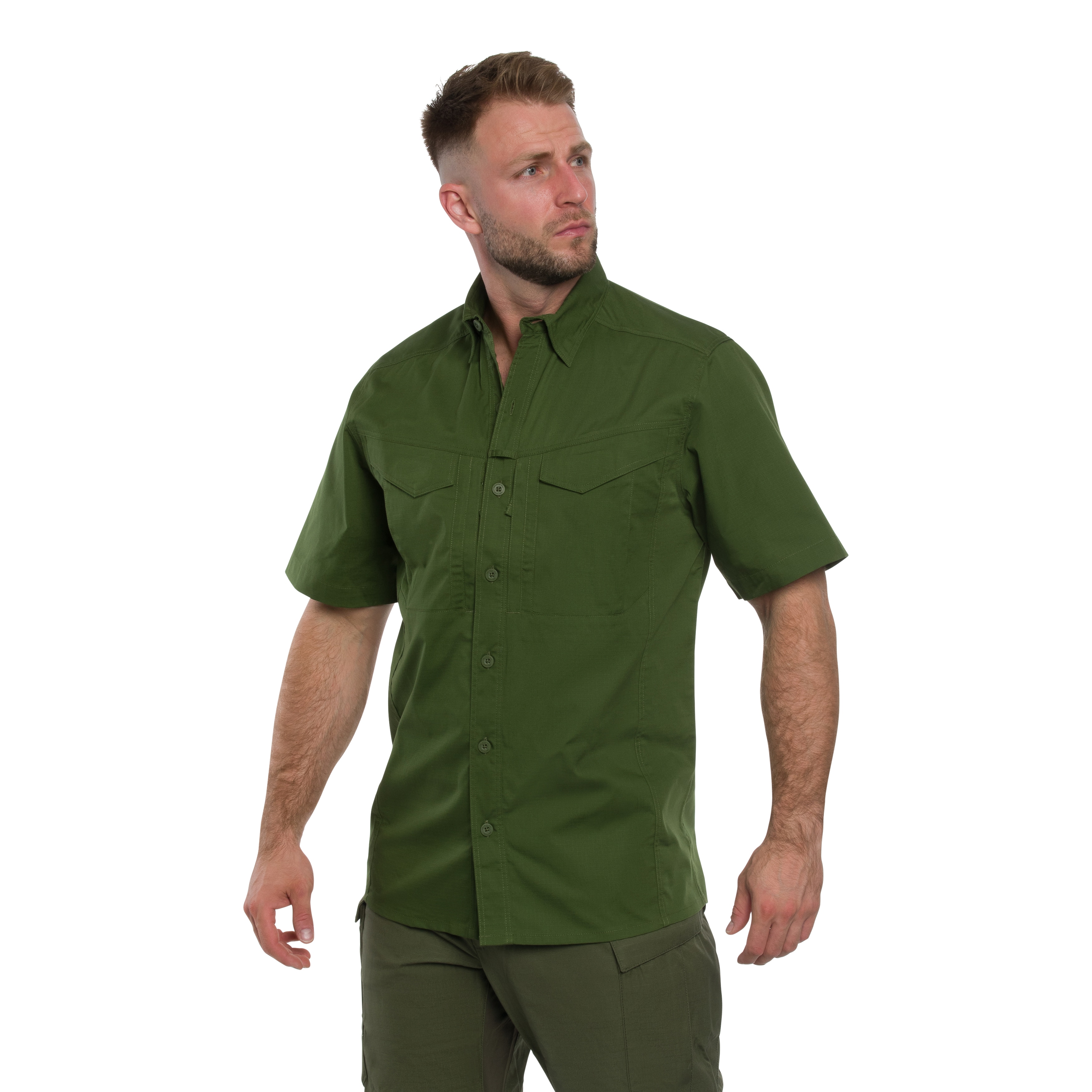 Cămașă Helikon-Tex Defender Mk2 PolyCotton Ripstop Short Sleeve - Pine Green