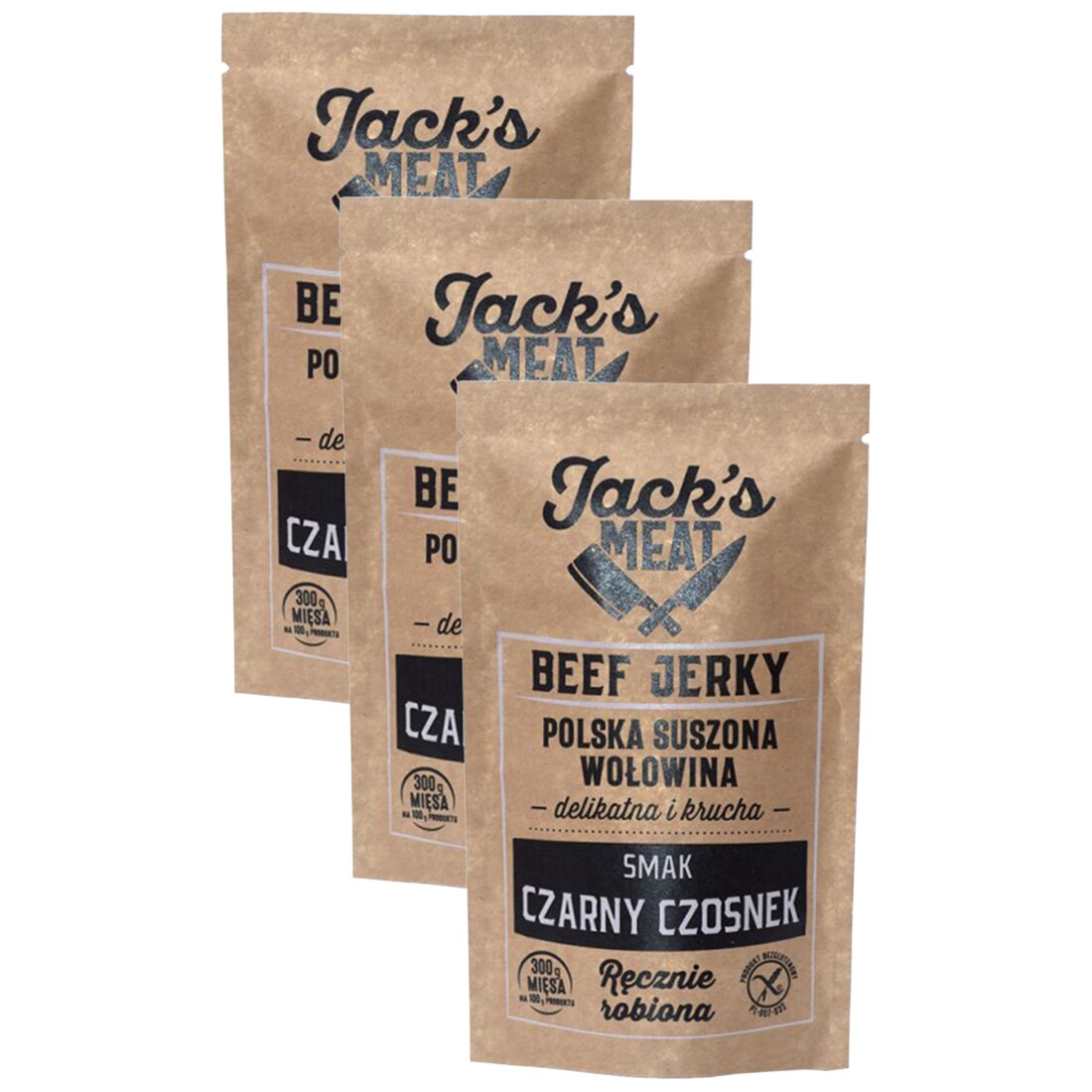 Carne de vită uscată Jack's Meat Beef Jerky cu aromă de usturoi negru 30 g - 3 buc.