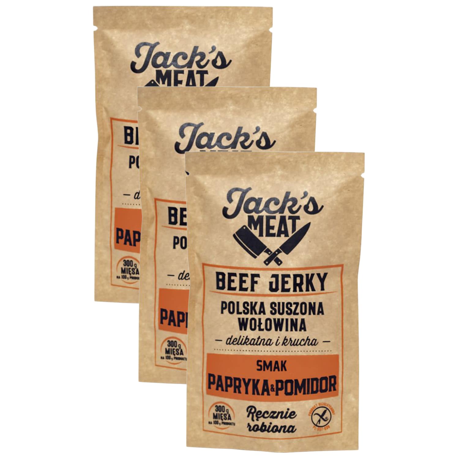 Carne de vită uscată Jack's Meat Beef Jerky cu aromă de paprika și roșii 30 g - 3 buc.