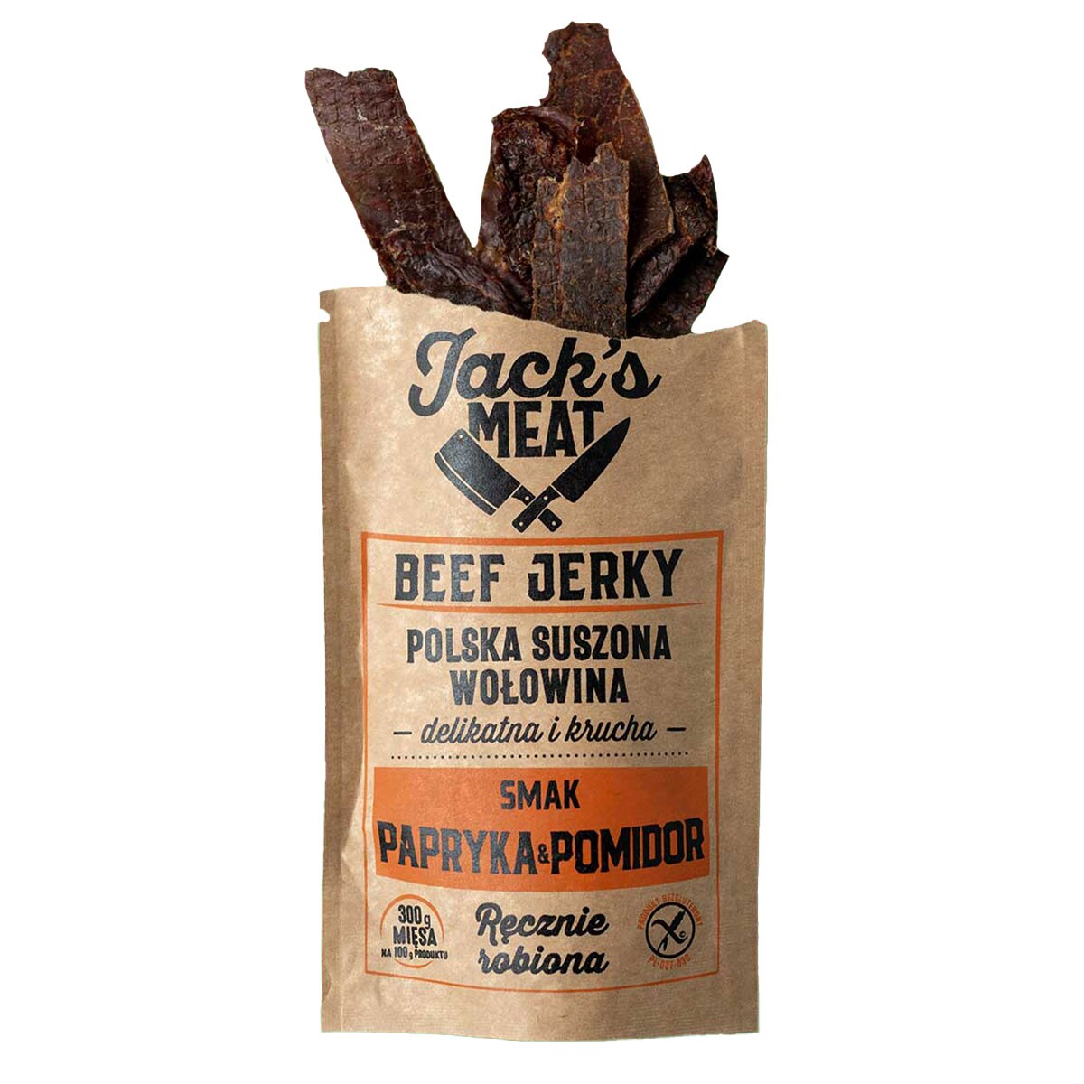 Carne de vită uscată Jack's Meat Beef Jerky cu aromă de paprika și roșii 30 g - 3 buc.