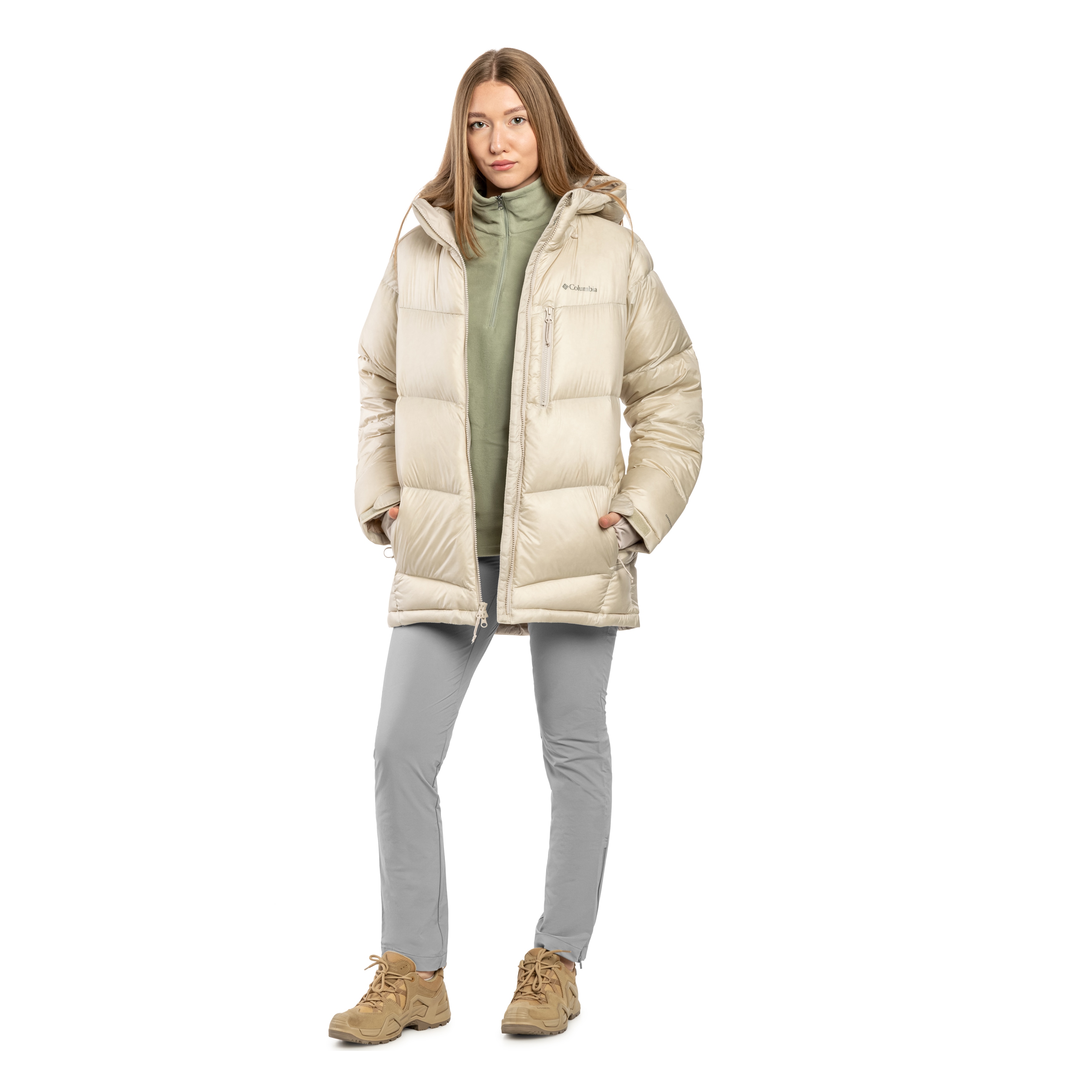 Geacă de damă Columbia Cloudview Down Hooded Jacket - Dark Stone