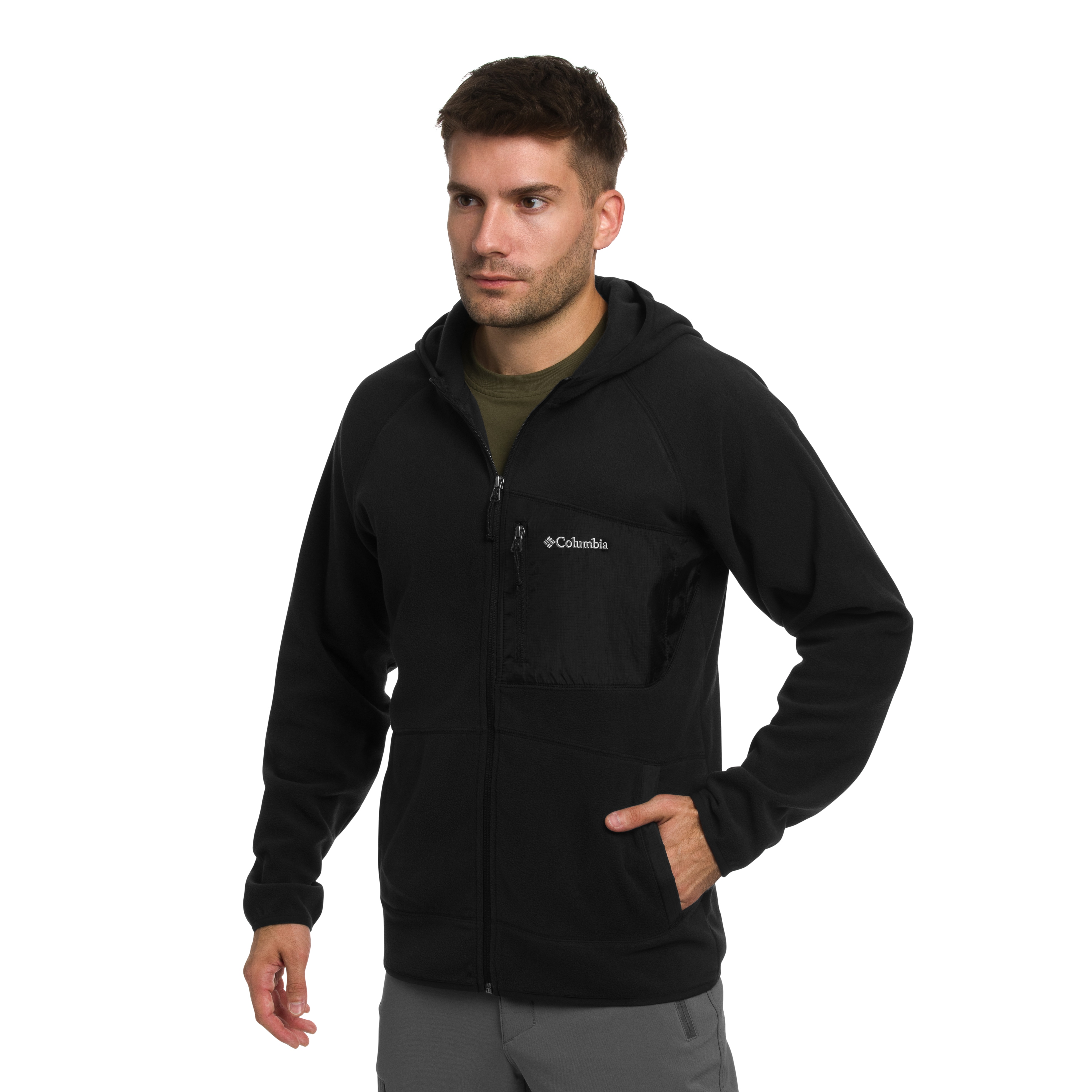 Bluză polar Columbia Fast Trek Overlay Hooded - Black