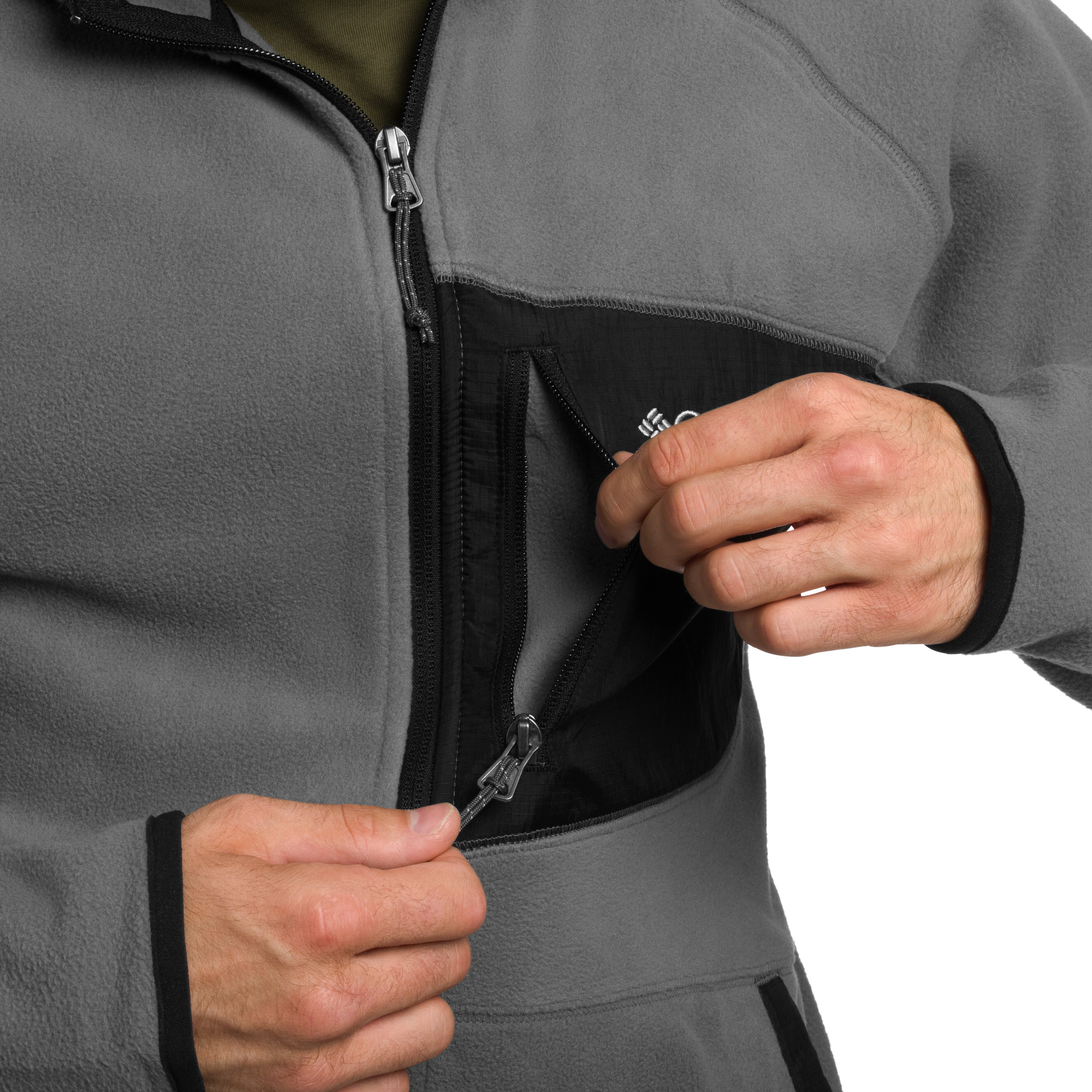 Bluză polar Columbia Fast Trek Overlay Hooded - City Grey/Black