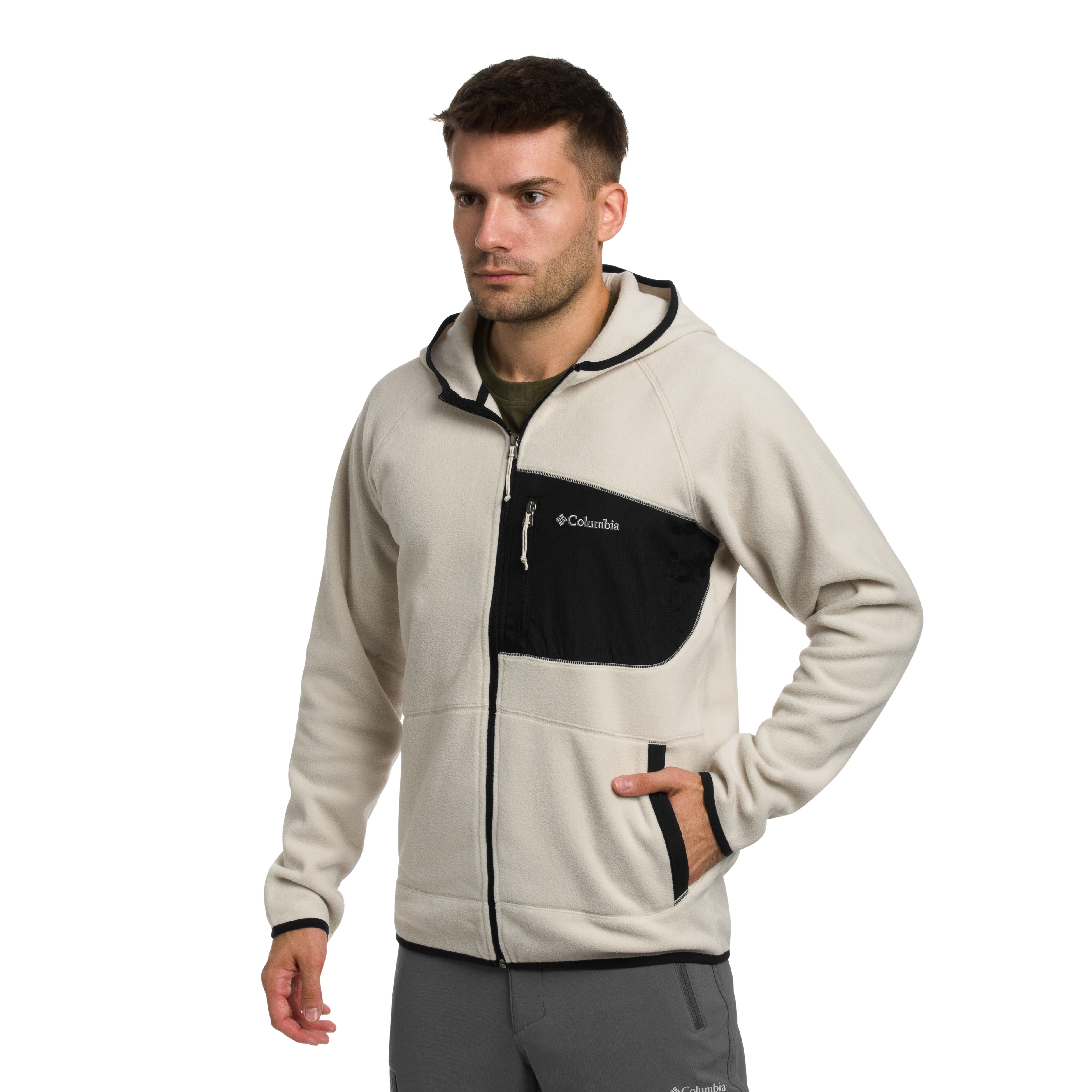 Bluză polar Columbia Fast Trek Overlay Hooded - Dark Stone/Black