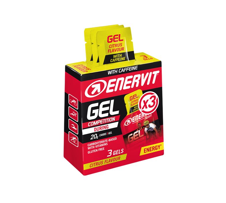 Gel energizant Enervit Sport cu cofeină- 3 x 25 ml - Aromă citrică
