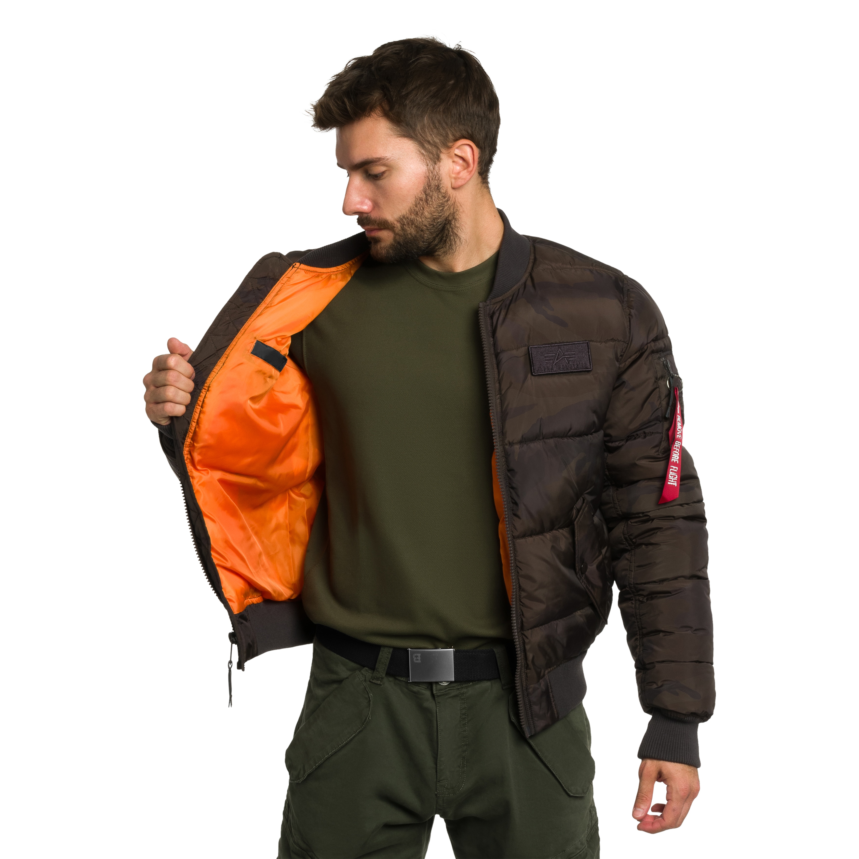 Geacă Alpha Industries MA-1 Puffer Bomber - Dark Olive Camo