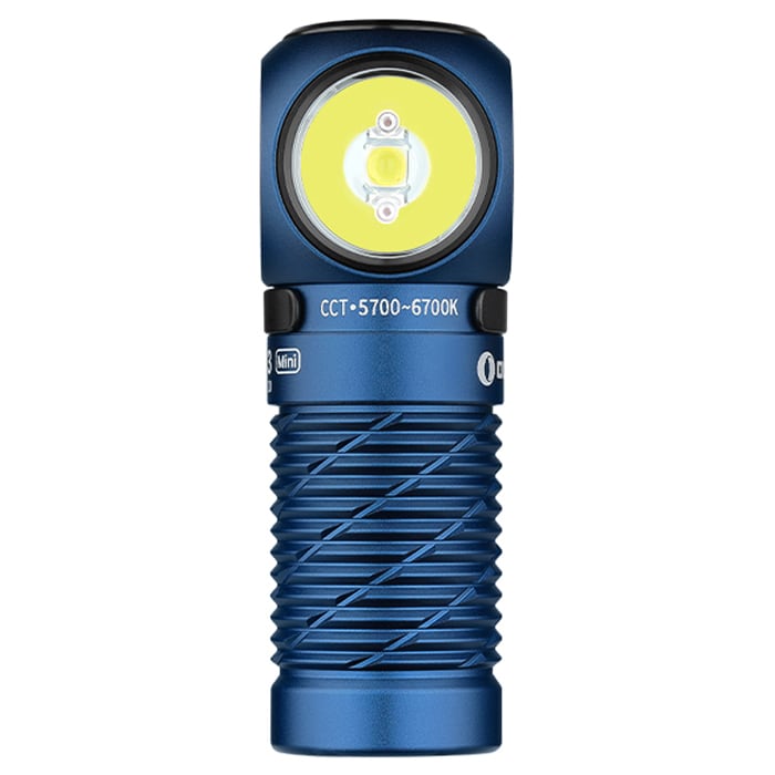 Lanternă frontală și unghiulară Olight Perun 3 Mini Premium Cool White Midnight Blue cu bandă - 1250 lumeni