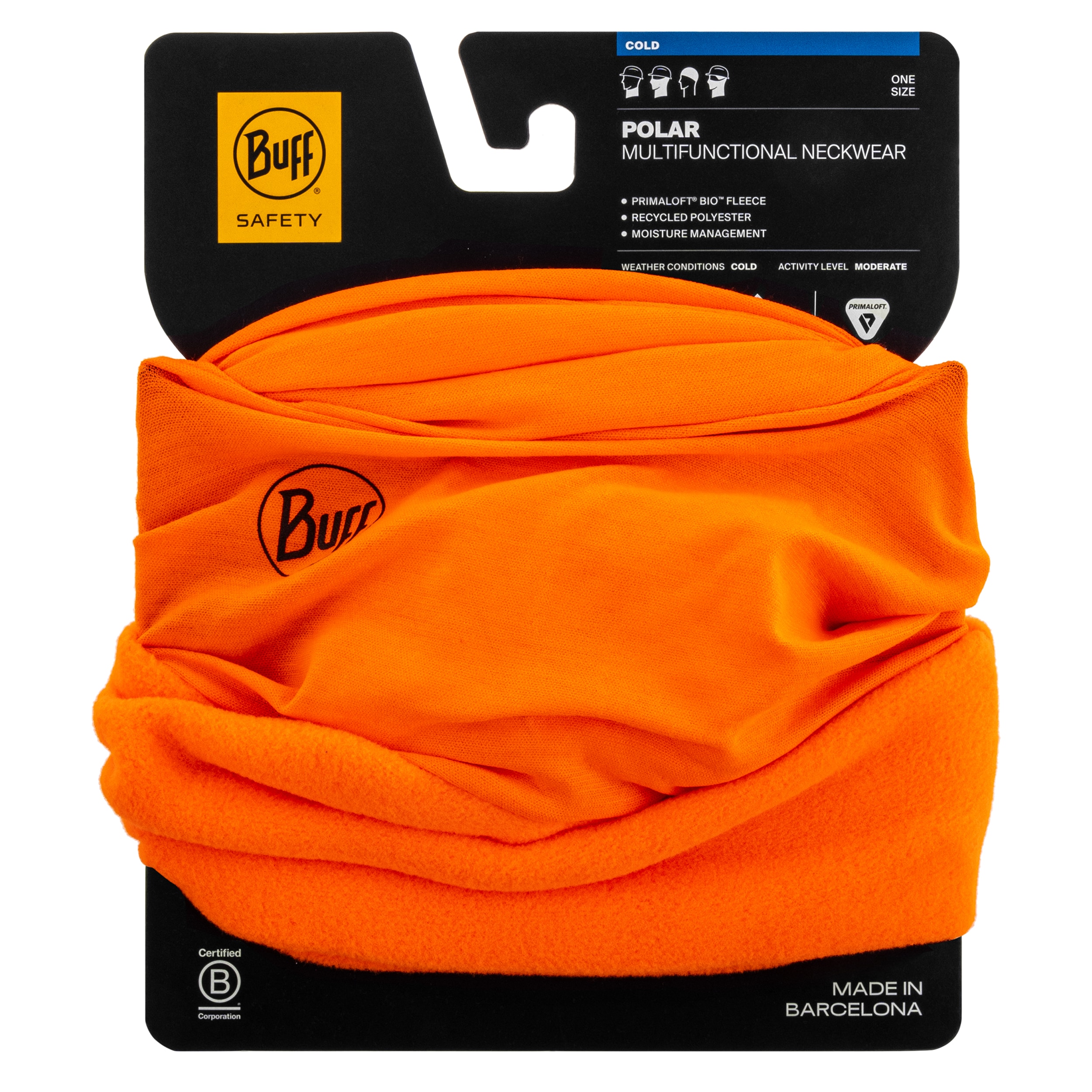 Eșarfă de protecție Buff Safety Polar Neckwear - Solid Orange Fluor