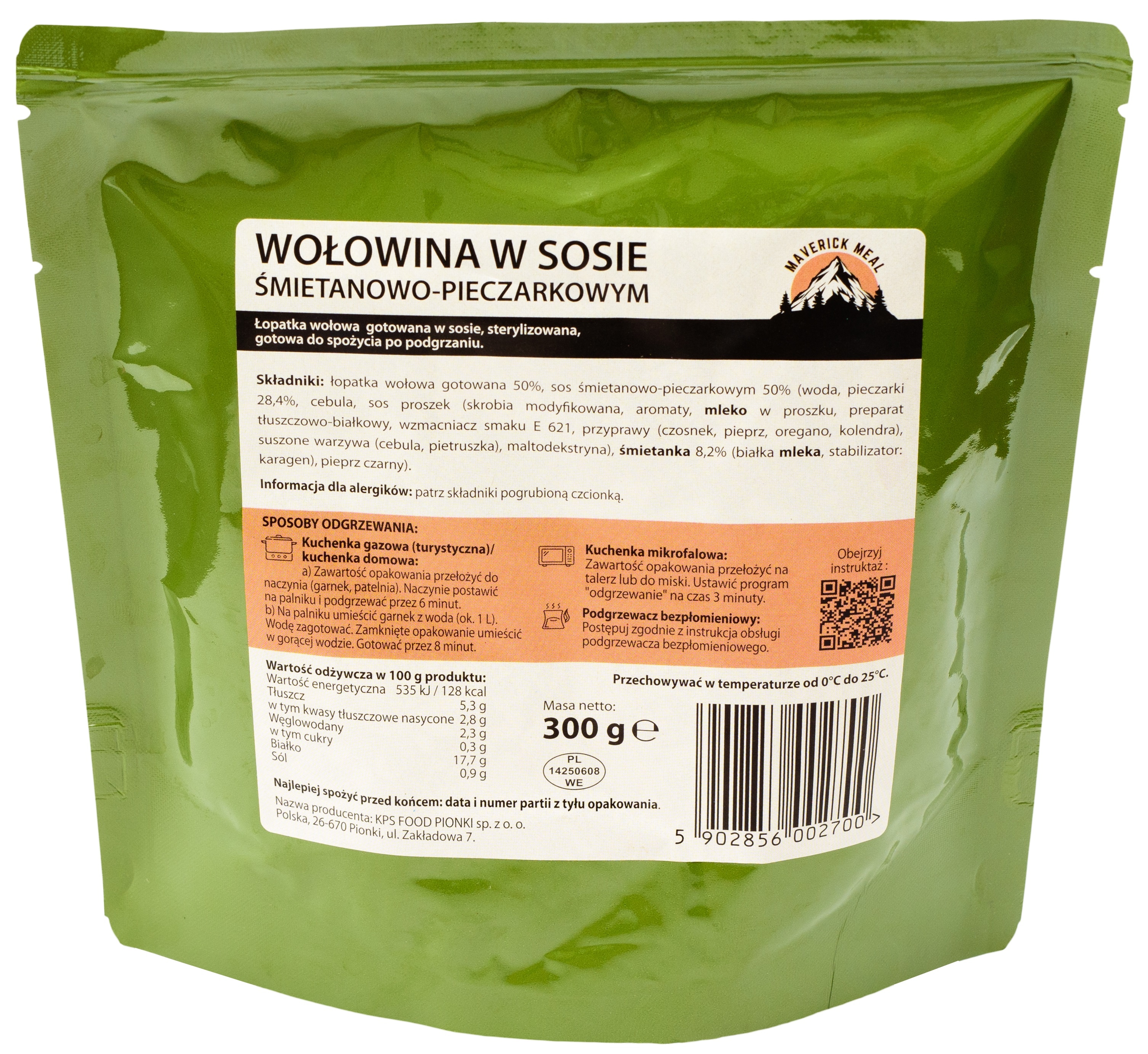 Mâncare gata preparată Maverick Food Carne de vită în sos de smântână și ciuperci - 300 g