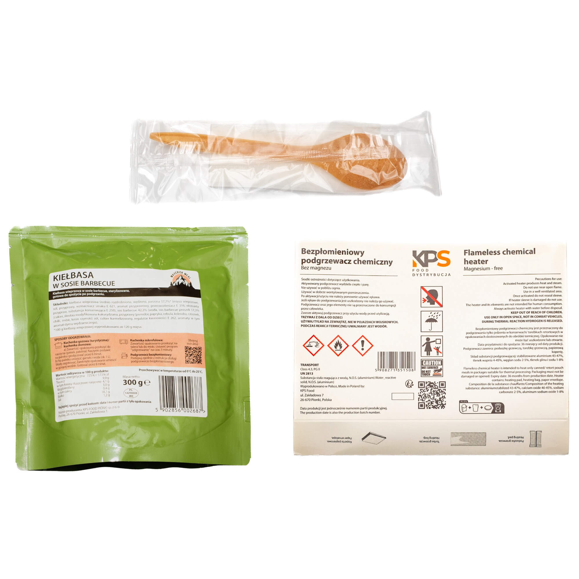 Mâncare gata preparată Maverick Food Micro cu încălzitor fără flacără Cârnați în sos barbecue – 300 g