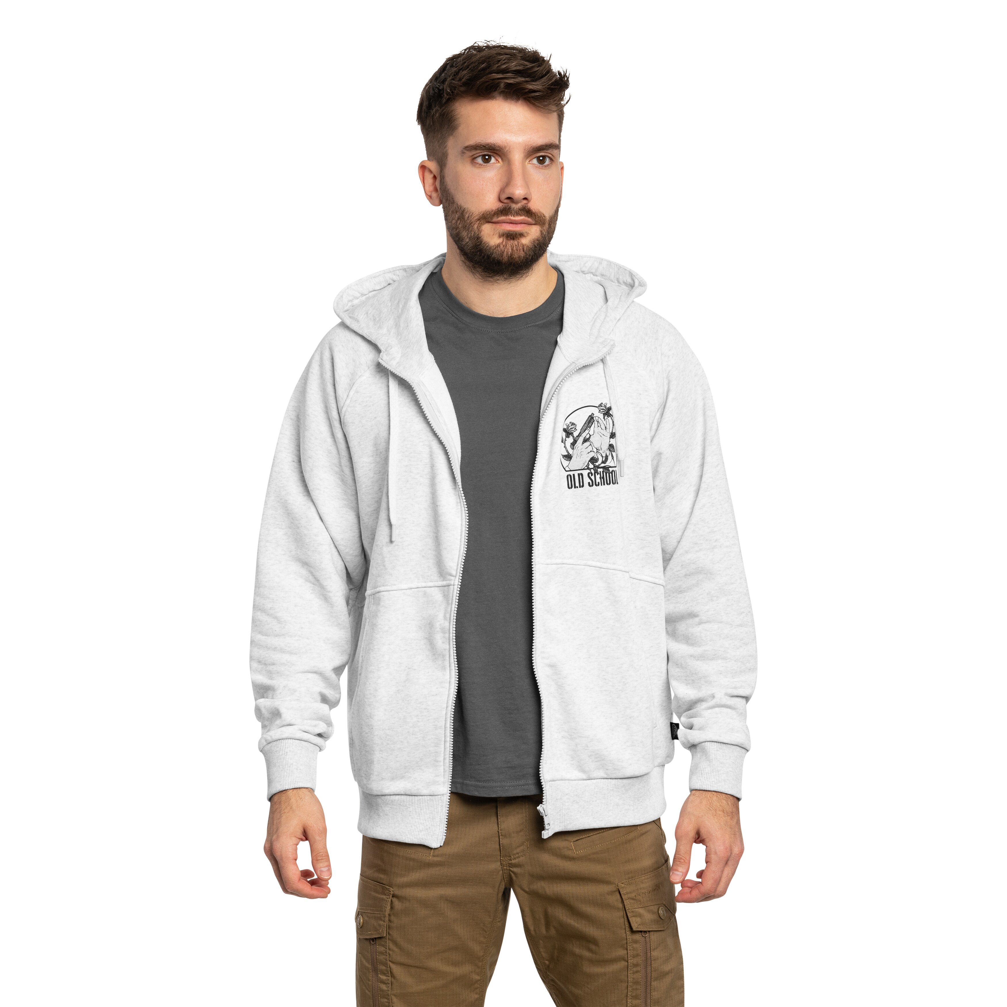 Bluză Helikon Full-Zip Old School - Light Grey Melange