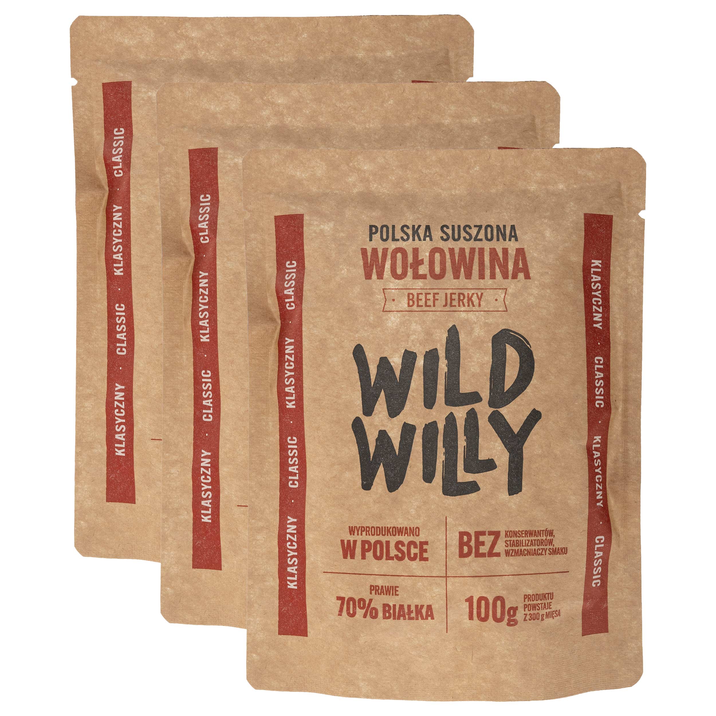 Carne de vită uscată Wild Willy Beef Jerky Classic 30 g - 3 buc.