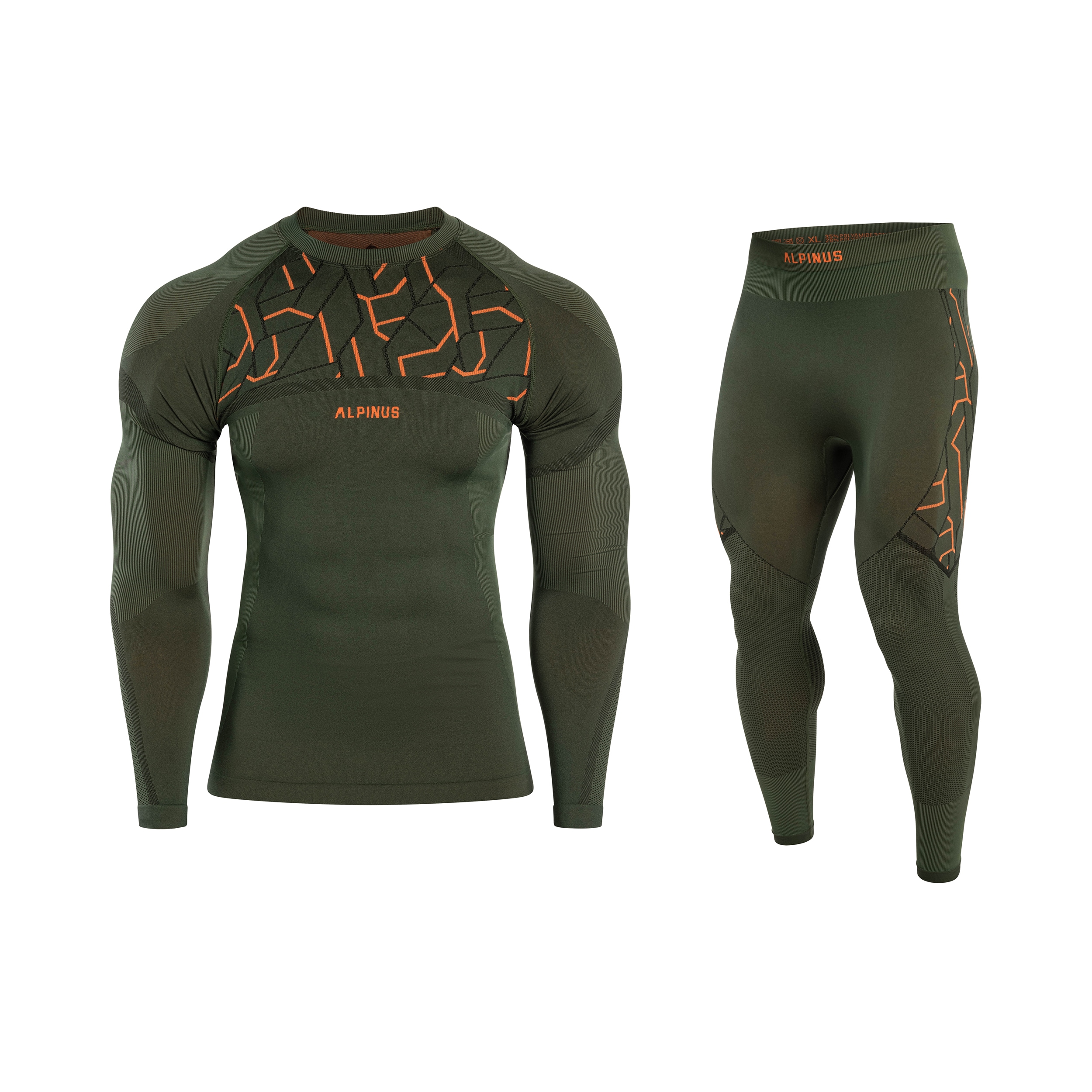 Lenjerie de corp termoactivă Alpinus Gausdal - Verde/Portocalie