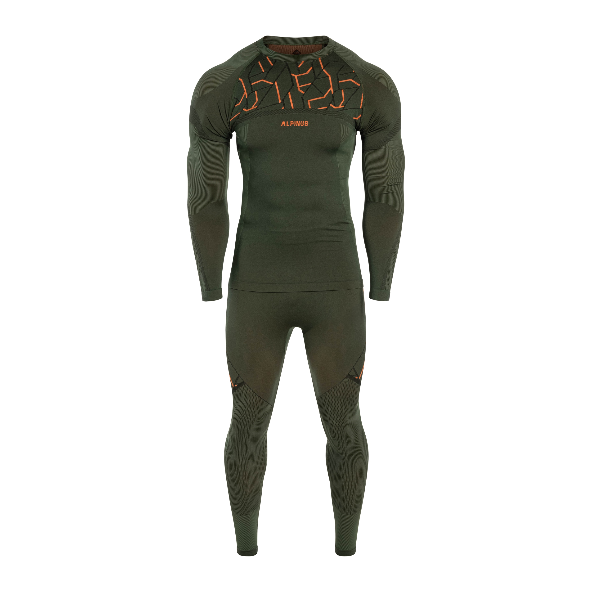 Lenjerie de corp termoactivă Alpinus Gausdal - Verde/Portocalie