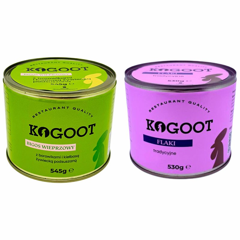 Conservă alimentară Kogoot - Bigos de porc 545 g, Burtă de vită tradițională 530 g