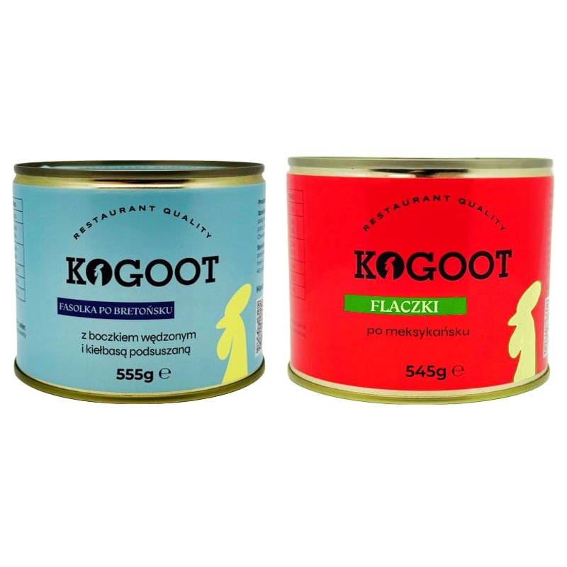 Conservă alimentară Kogoot - Iahnie de fasole 555 g, Ciorbă de burtă în stil mexican 545 g