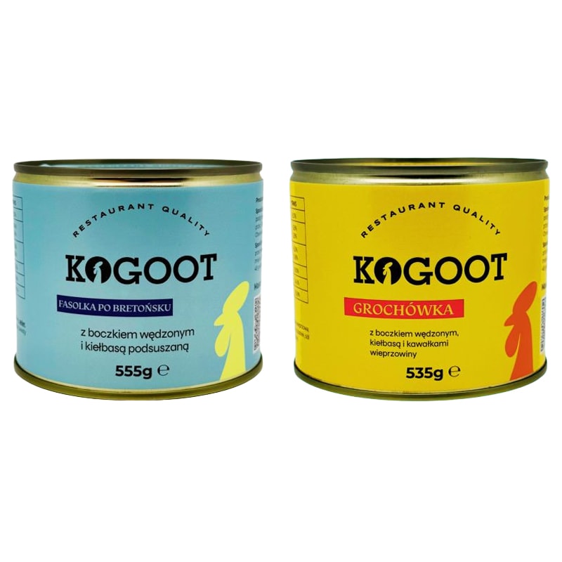 Conservă alimentară Kogoot - Iahnie de fasole 555 g, Mâncărică de mazăre 535 g