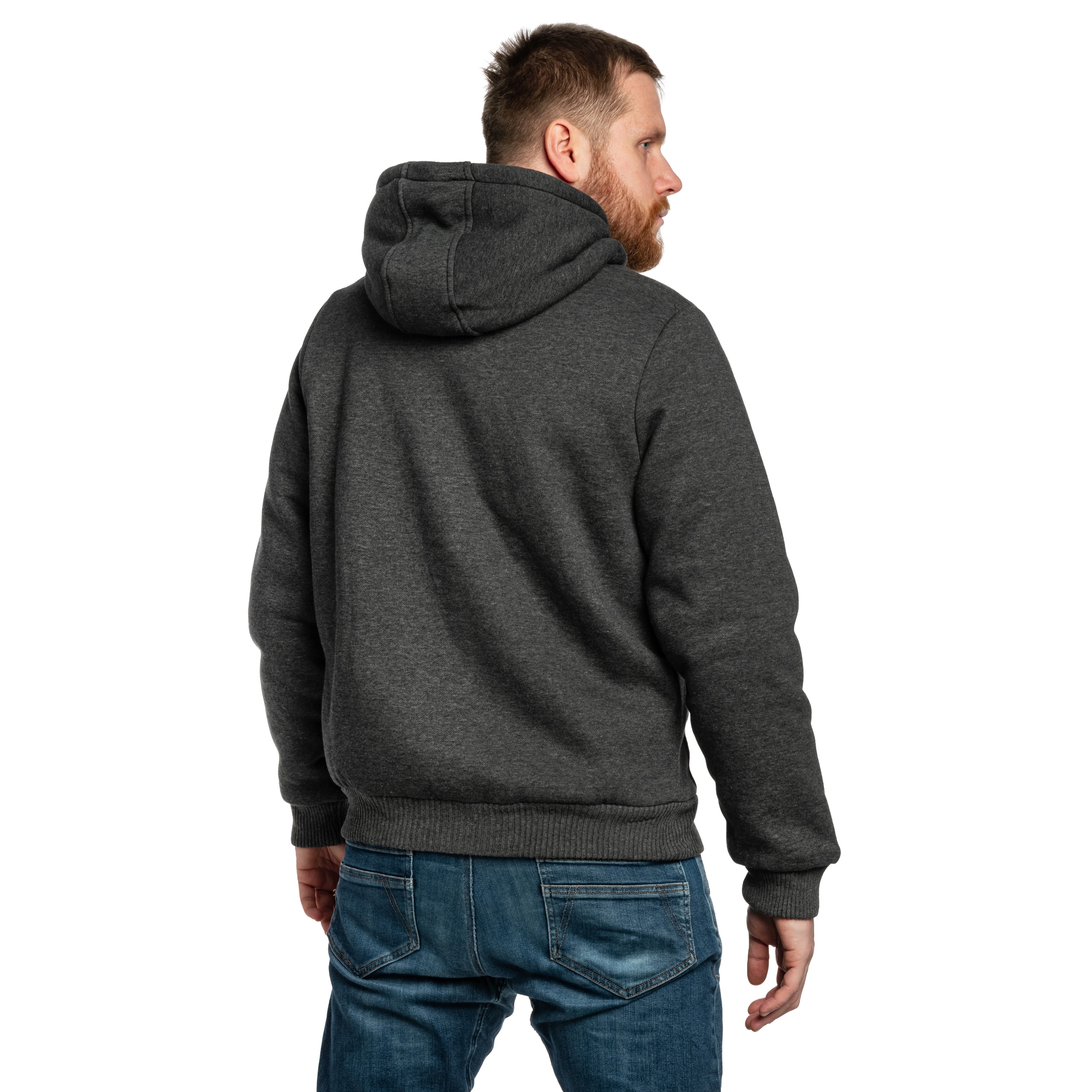 Bluză Brandit Sweatjacket Teddylining - Black Melange