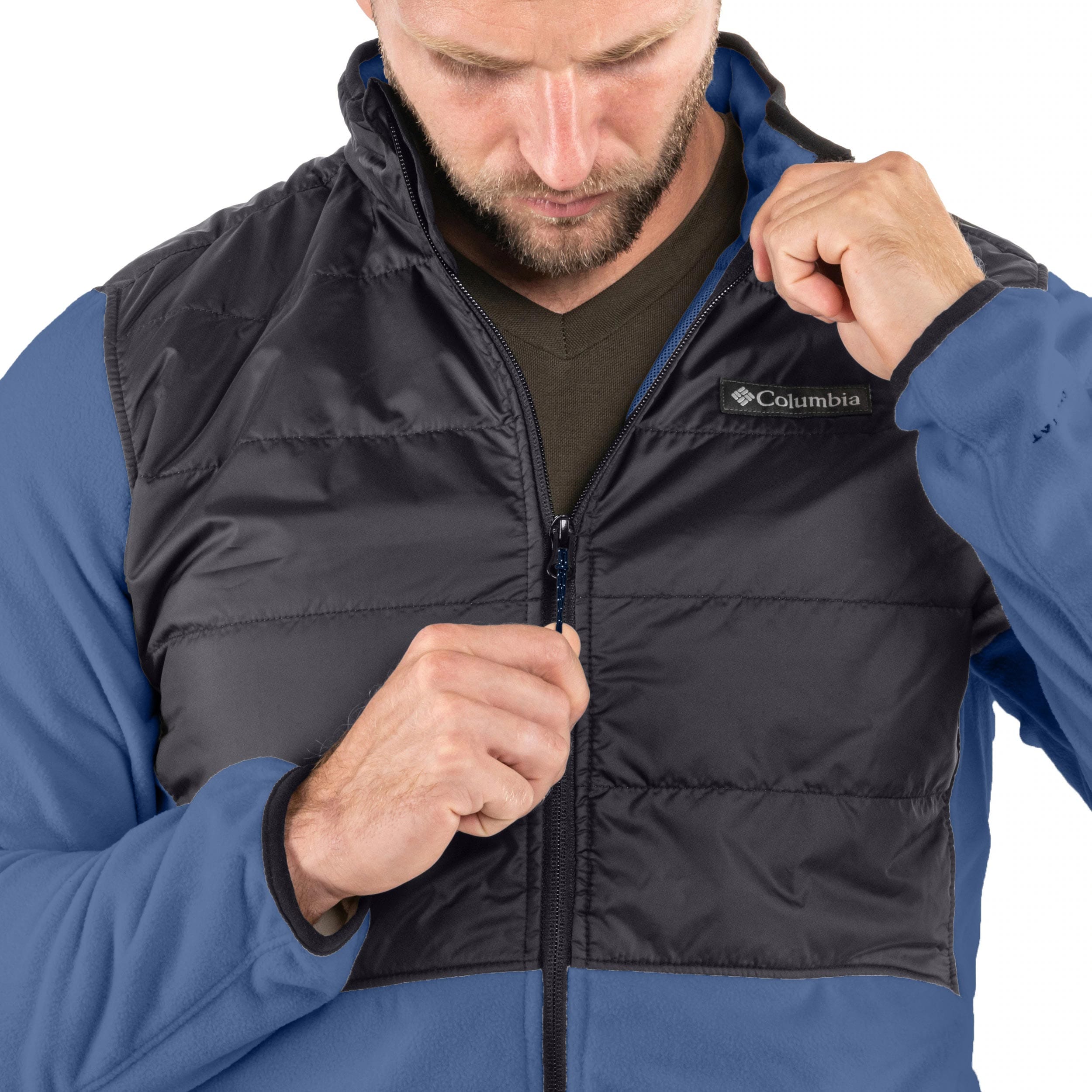 Jachetă polar Columbia Basin Butte II Hybrid Fleece Jacket - Dark Mountain/Black