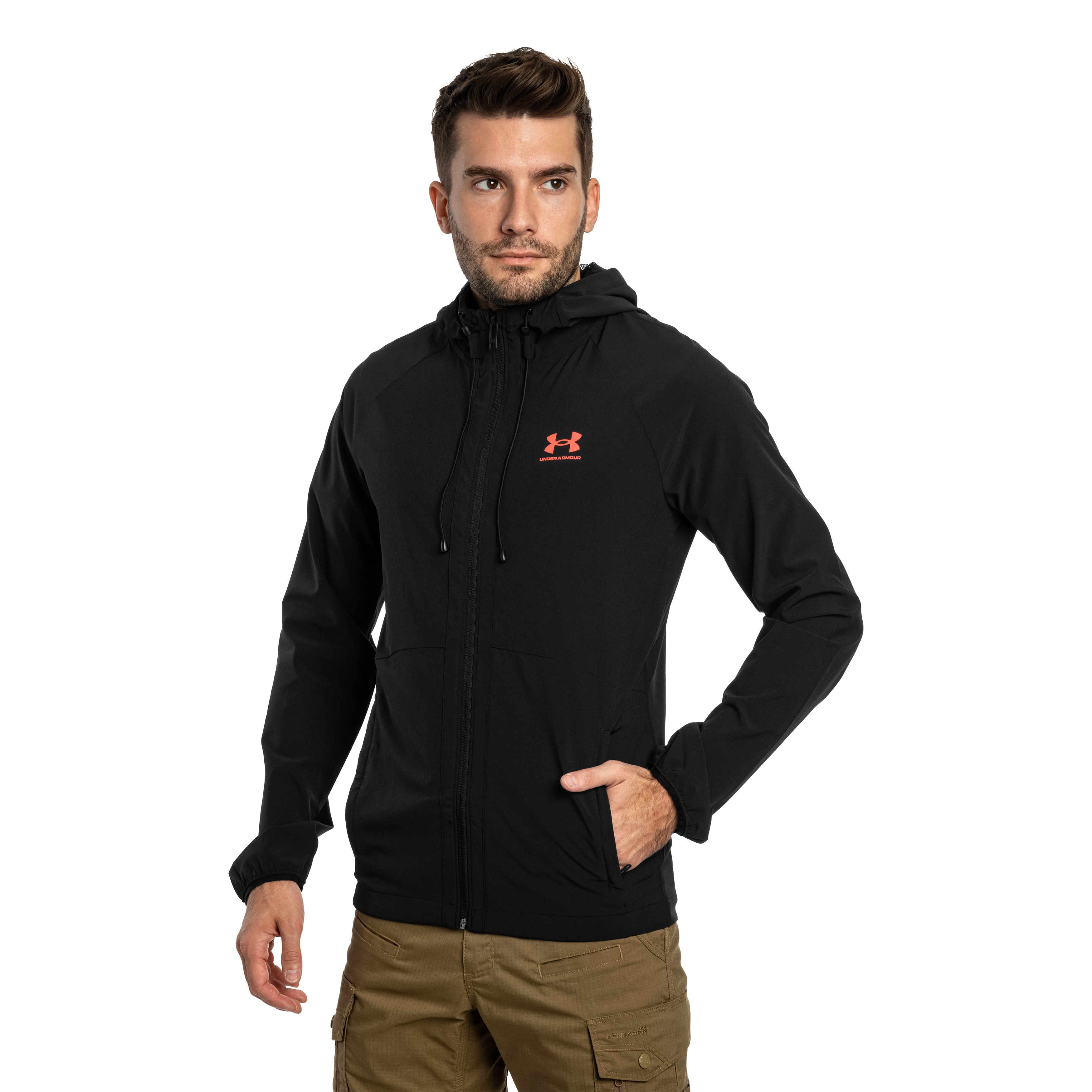 Geacă Under Armour UA Stretch Woven - Black/Racer Red