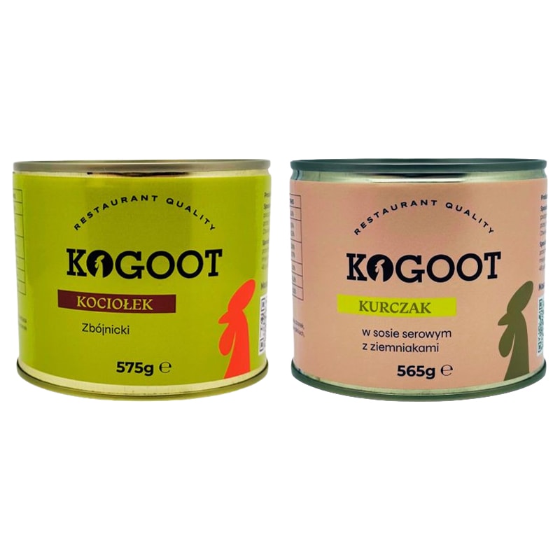 Conservă alimentară Kogoot - Tocăniță haiducească 575 g, Pui în sos de brânză 565 g