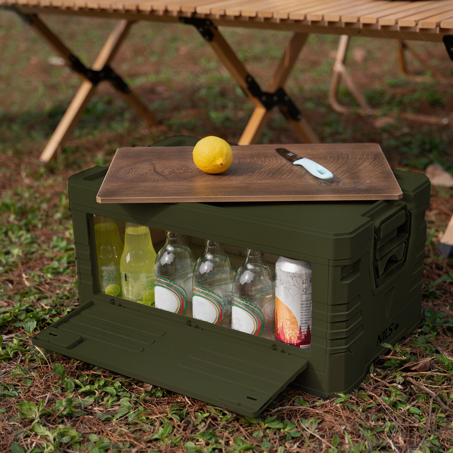 Cutie de transport Nils Camp NCB4002 32 l cu capac din lemn - Green