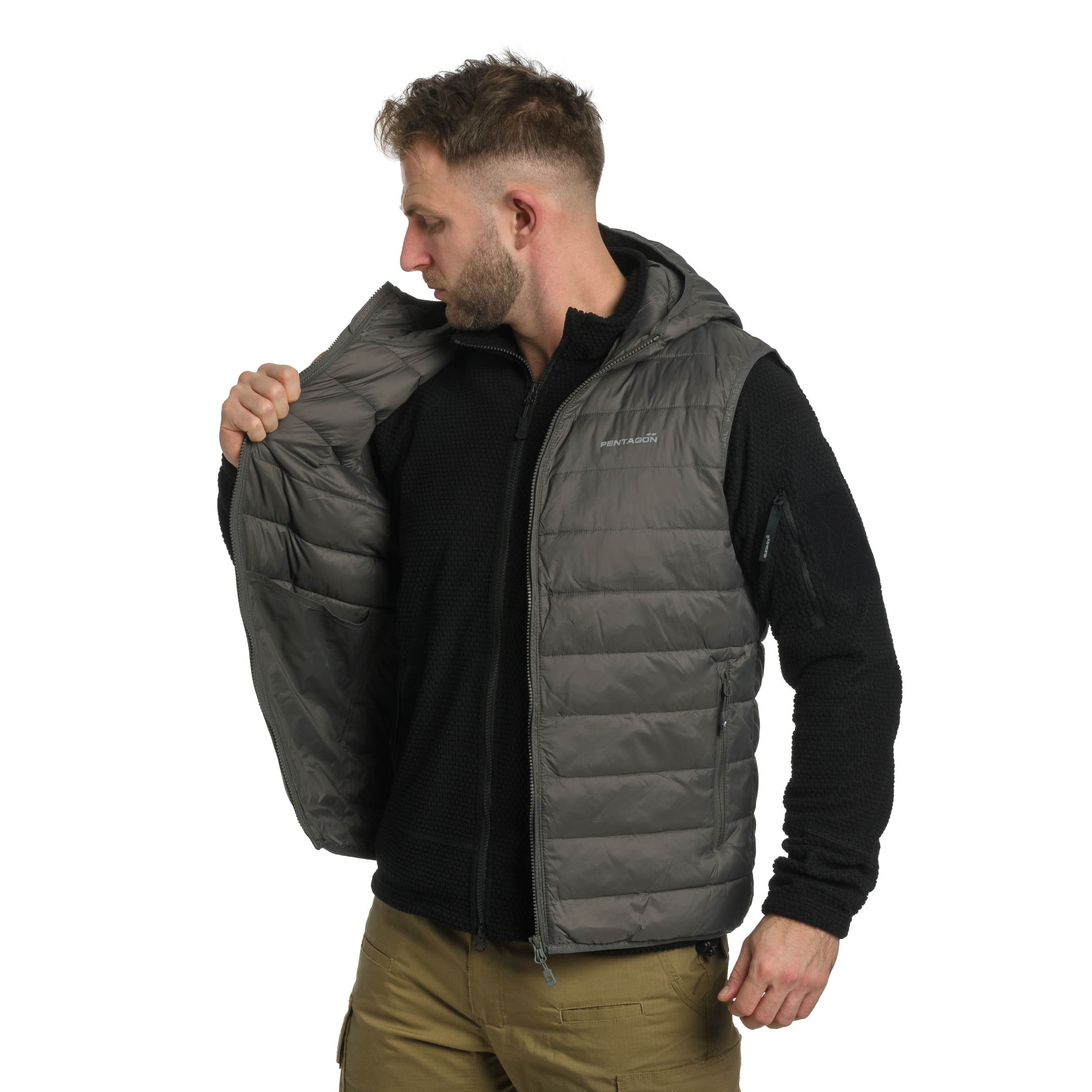 Vestă Pentagon Aurora Hood Vest 2.0 - Cinder Grey