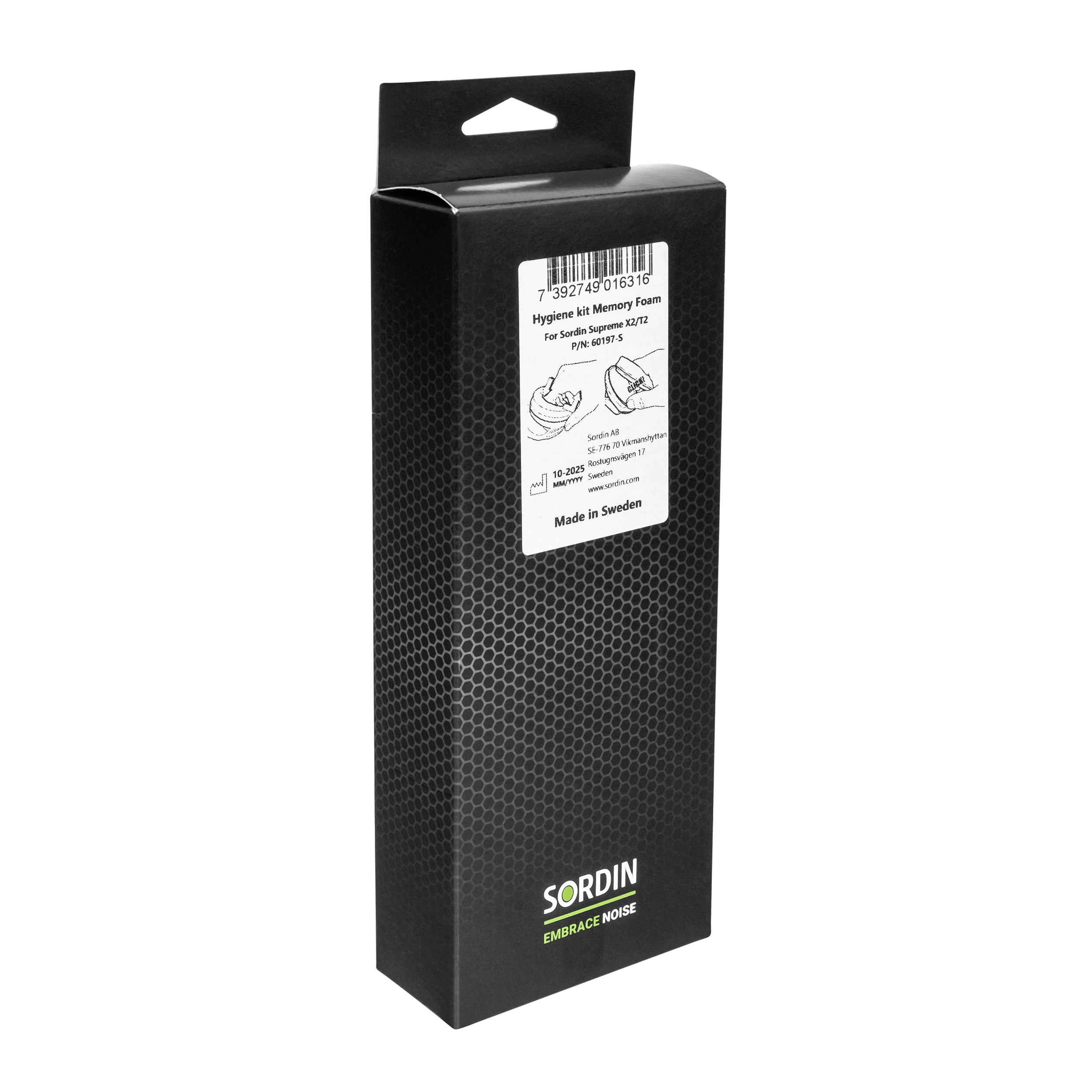 Set de inserții Sordin Supreme pentru protecții auditive X2/T2 - Memory Foam