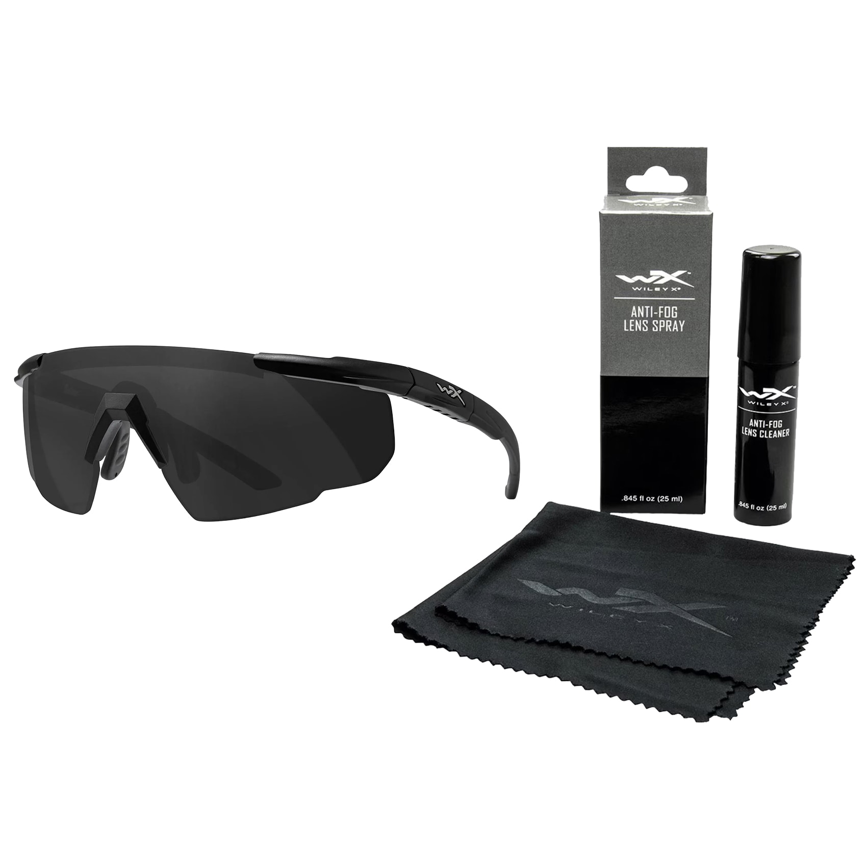 Ochelari tactice Wiley X Saber Advanced Set 2in1 - Smoke Grey/Light Rust/Matte Black + Anti-Fog Cleaner Kit - set
