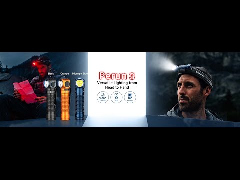 Lanternă frontală și unghiulară Olight Perun 3 Dream Blue cu bandă pentru cap - 3000 lumeni