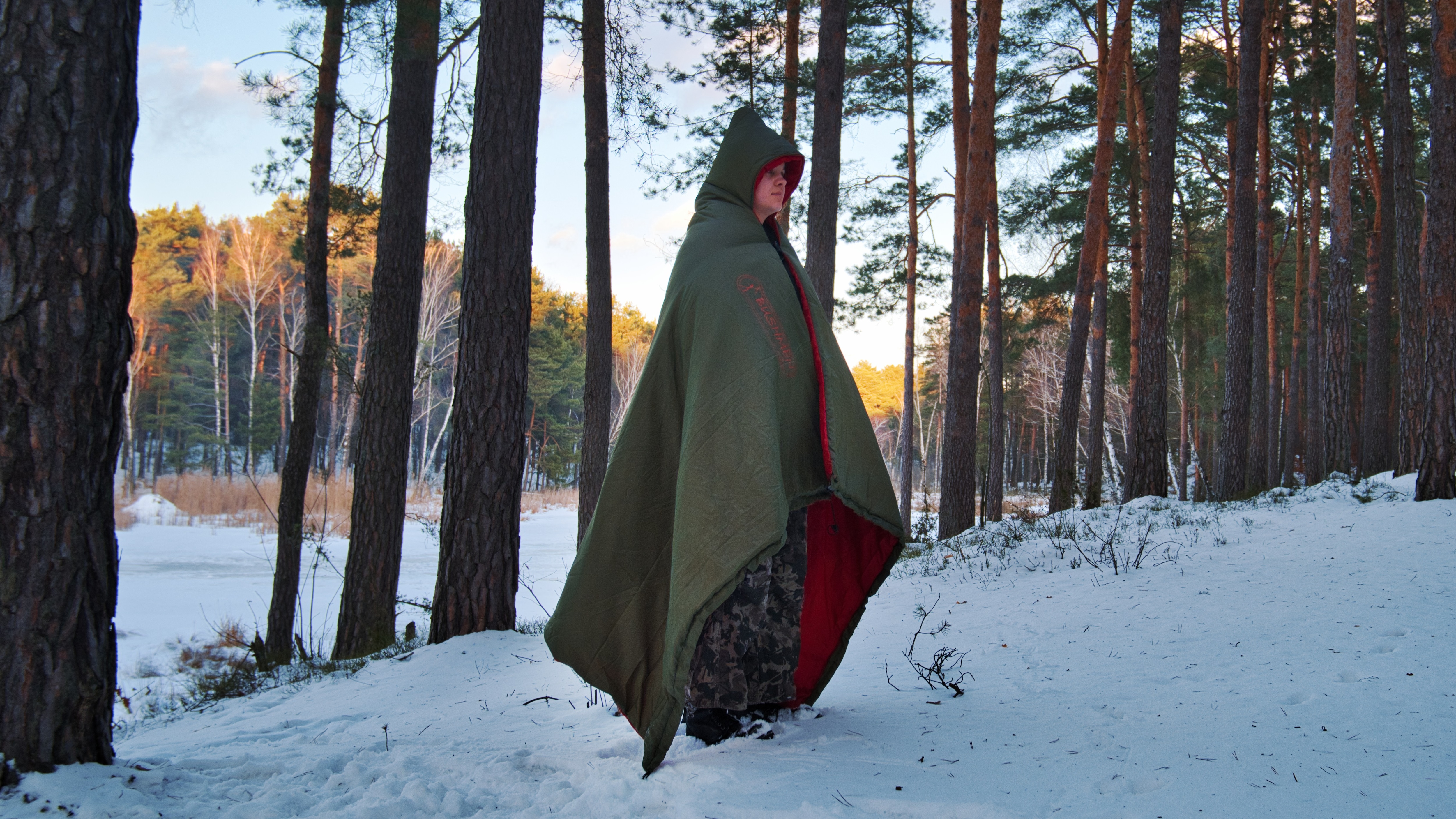 Căptușeală pentru hamac Bushmen Easy Under Quilt 220 x 130 - Olive/Scarlet